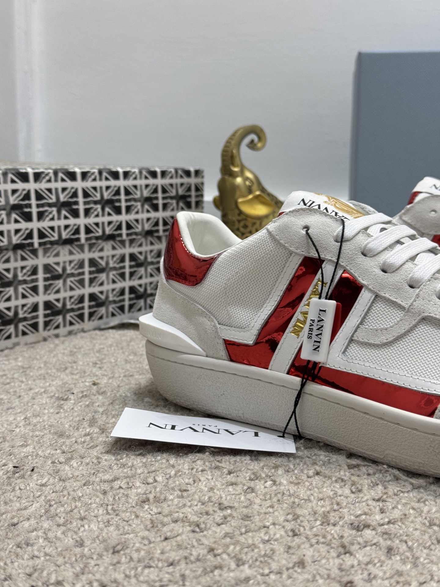 Lanvin Suede Panel Sneakers Red