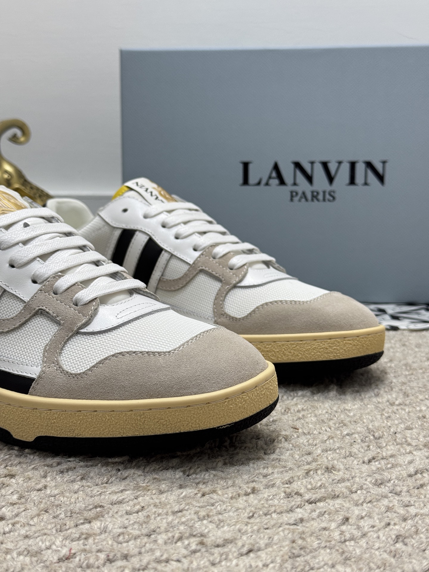 Lanvin Paris Retro Lace-Up Sneakers White/Black