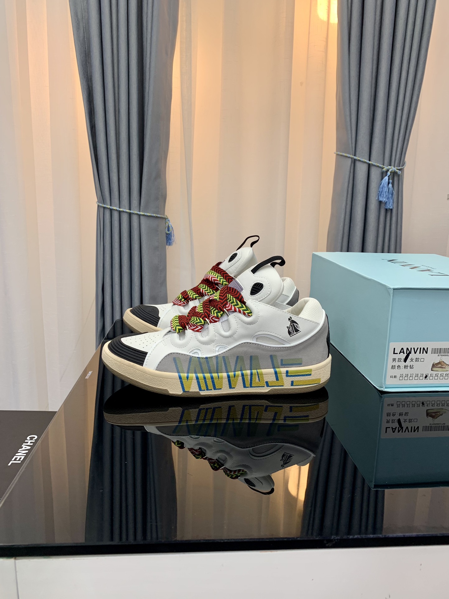 Lanvin Curb Low Sneakers Multicolor Laces White/Grey