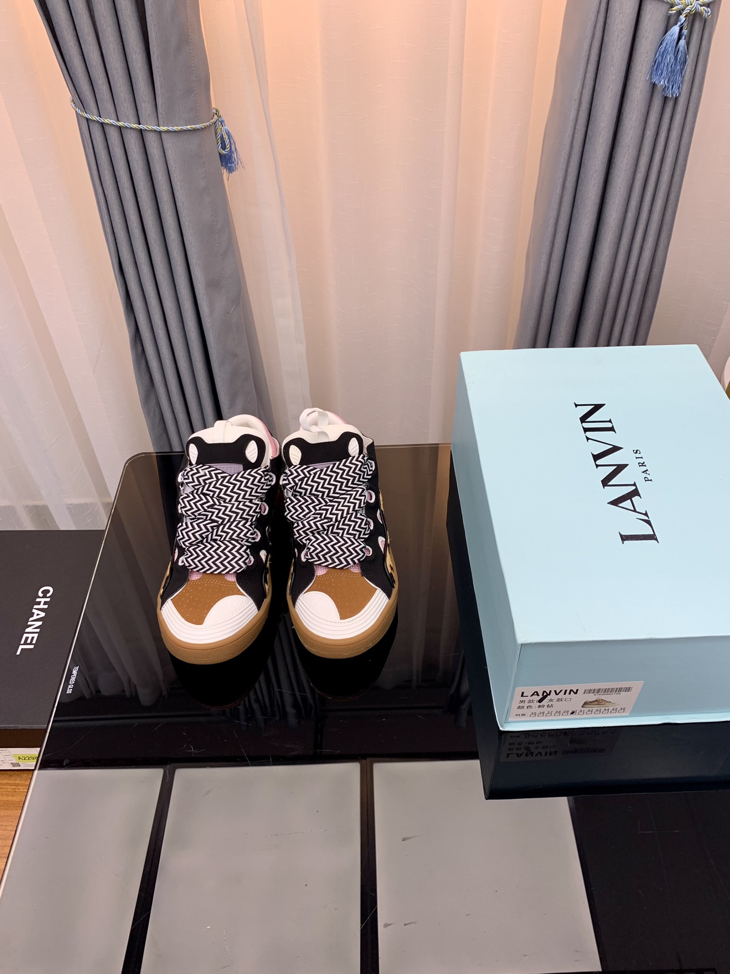 Lanvin Curb Low Leather Sneakers Multicolor