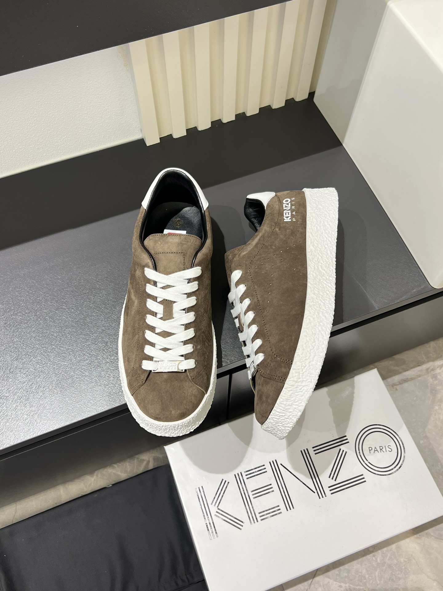 KENZO Suede Low-Top Sneakers Brown