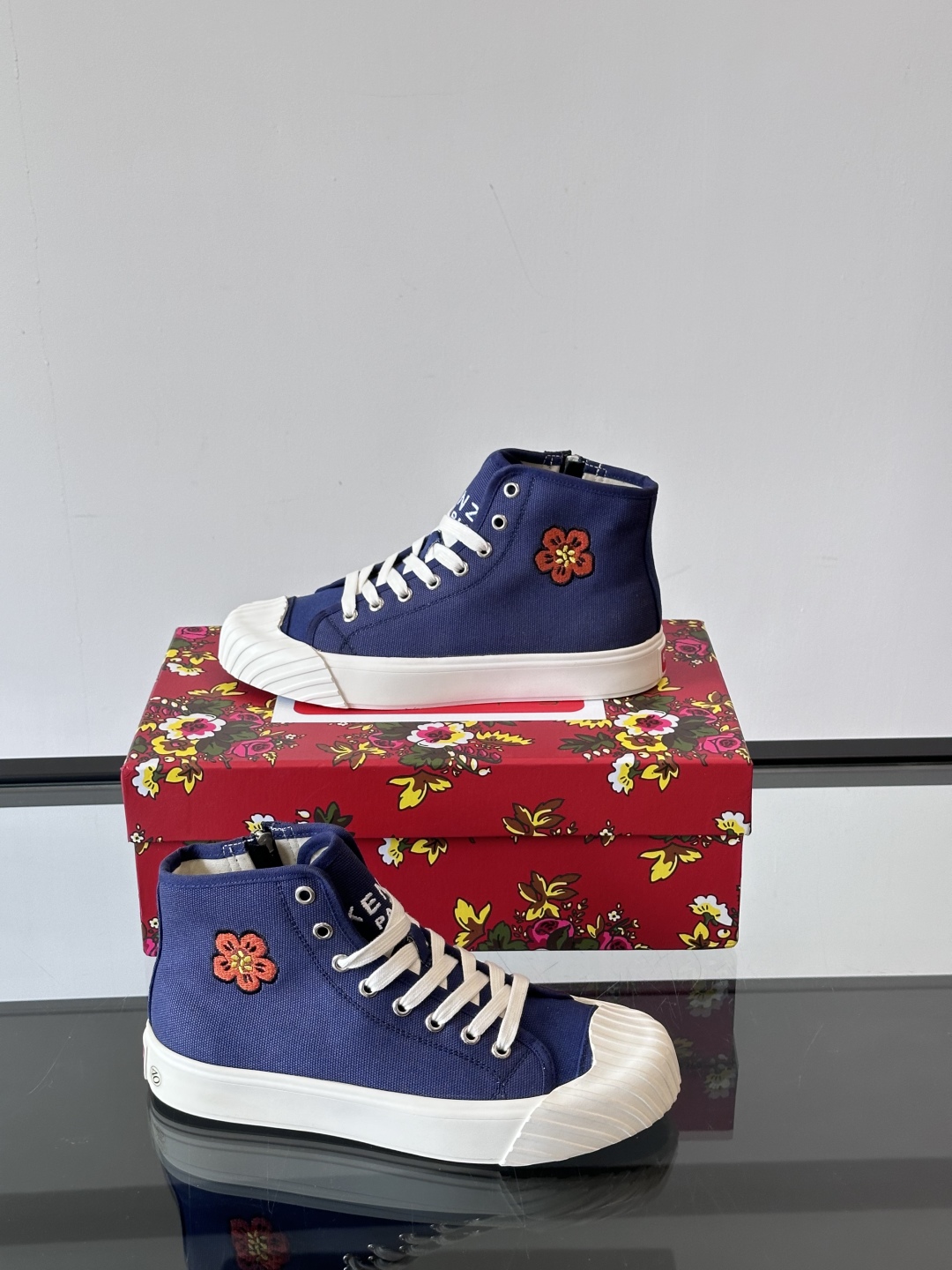 Kenzo Tiger Canvas High-Top Sneakers Navy