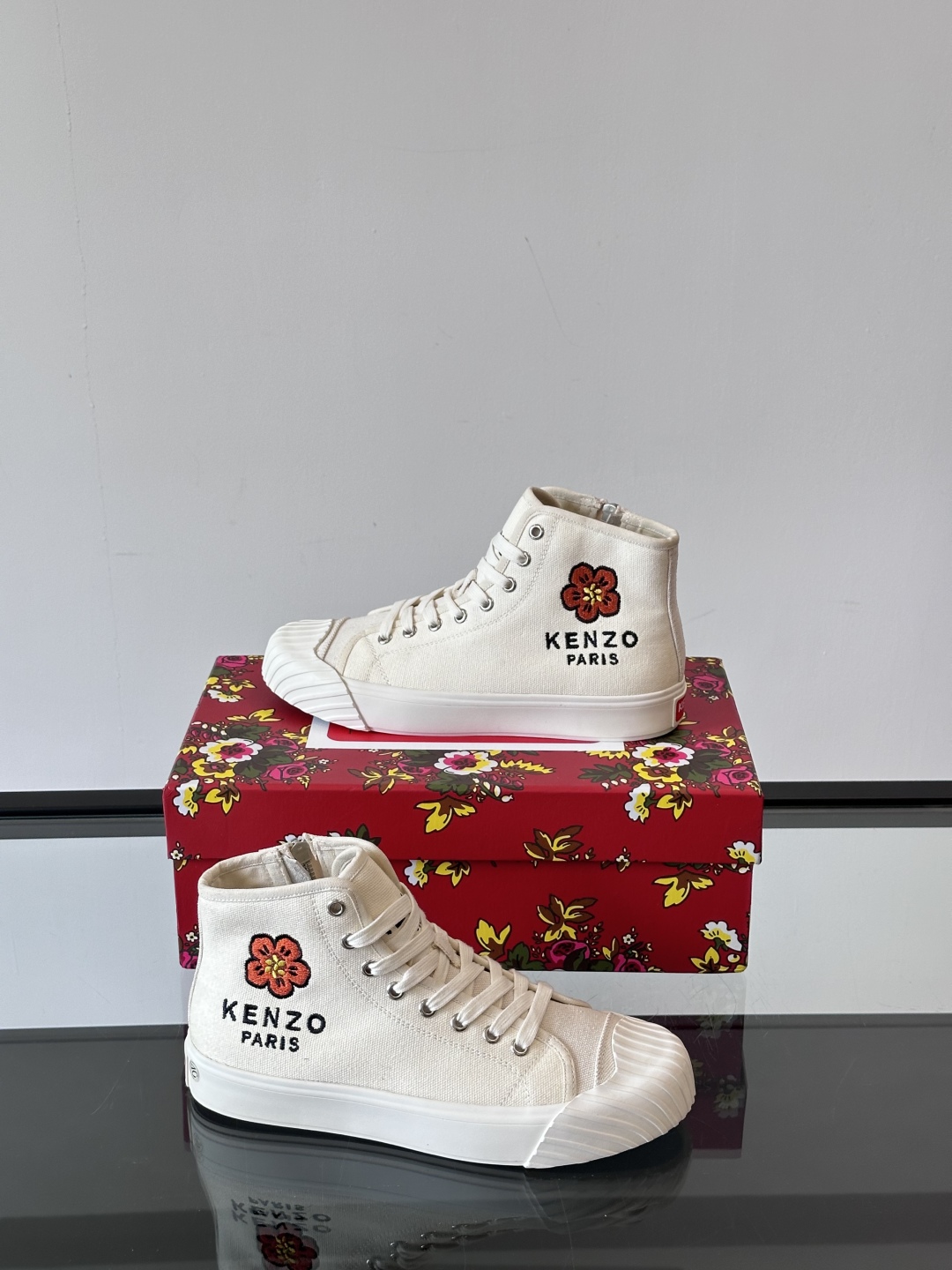 Kenzo Canvas High-Top Sneakers Beige