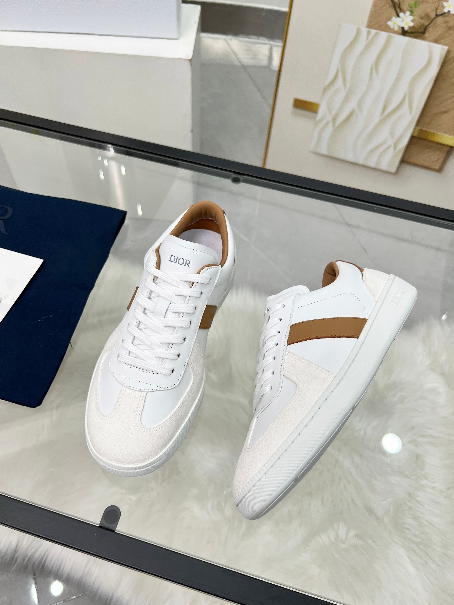 Dior B01 Trainer Sneakers White/Tan