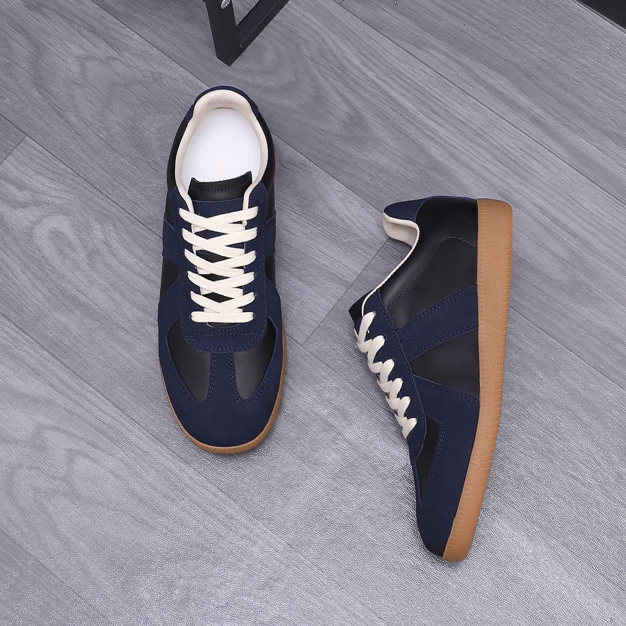Maison Margiela Leather Suede Sneakers Navy/Black