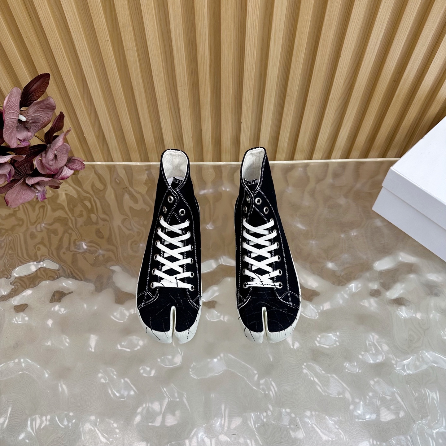 Maison Margiela MM6 Tabi Graffiti Canvas High-Top Sneakers Black