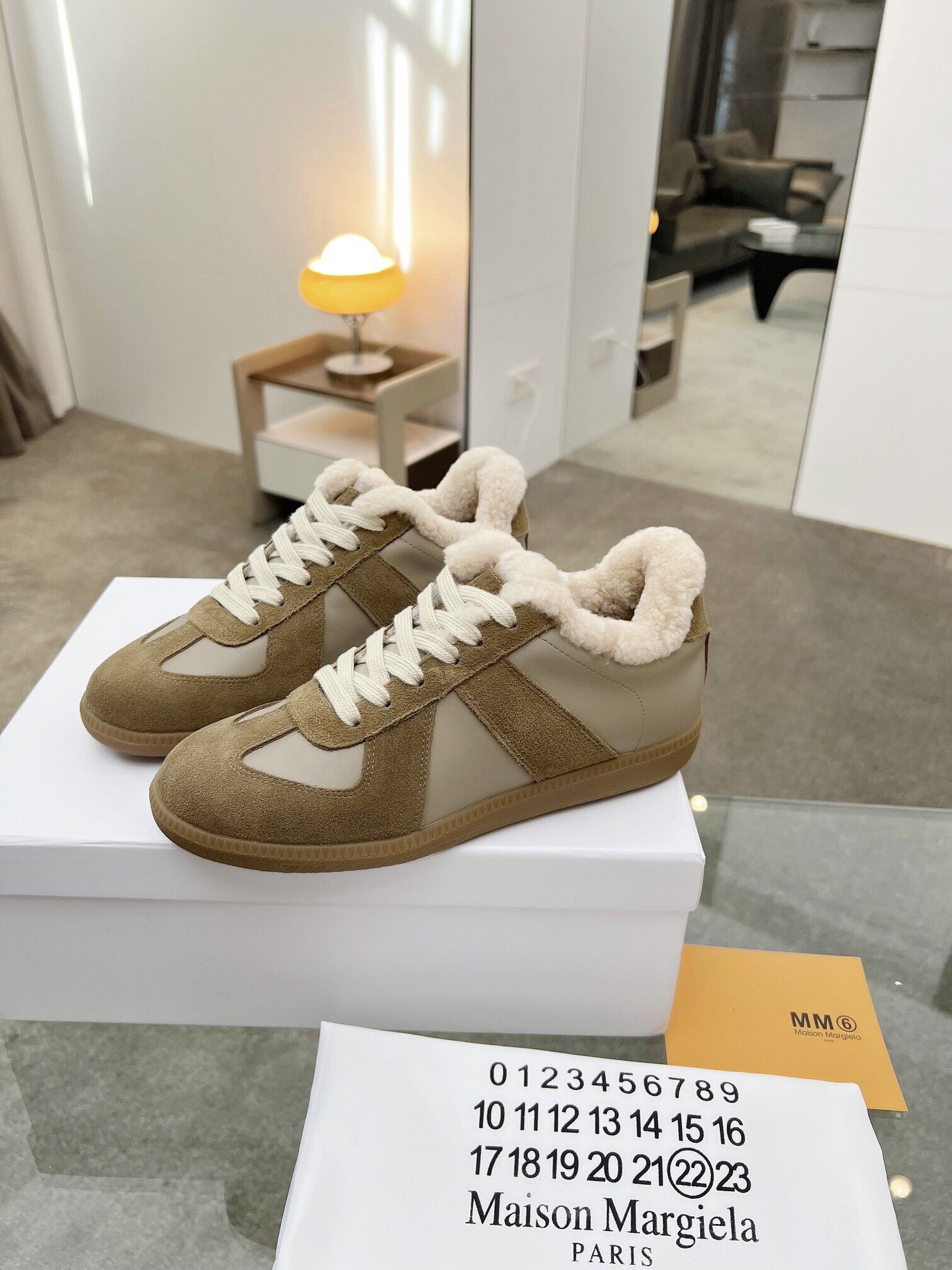 MM6 German Trainer Wool Lined Sneakers Beige