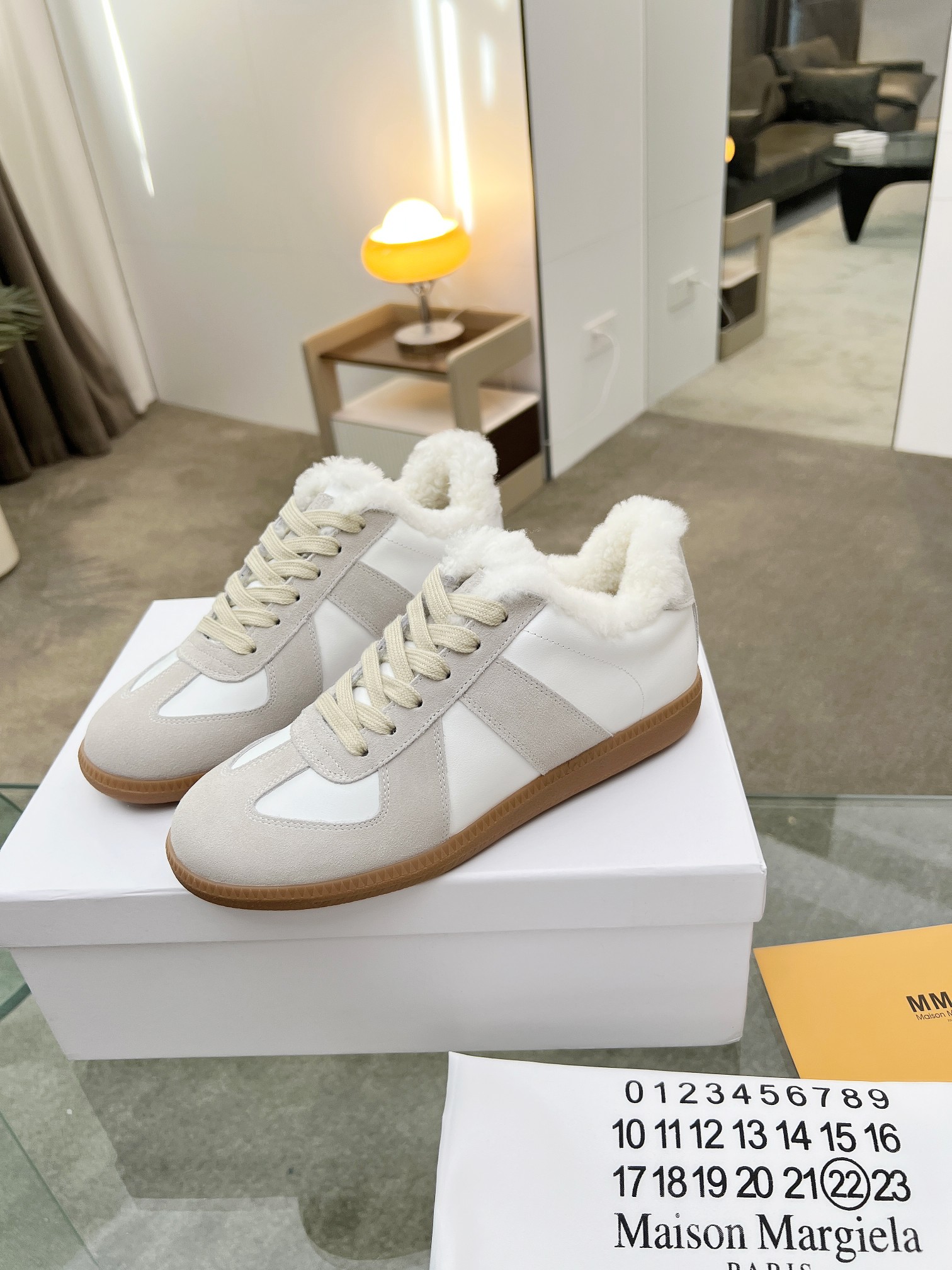 MM6 Shearling GAT Sneakers White
