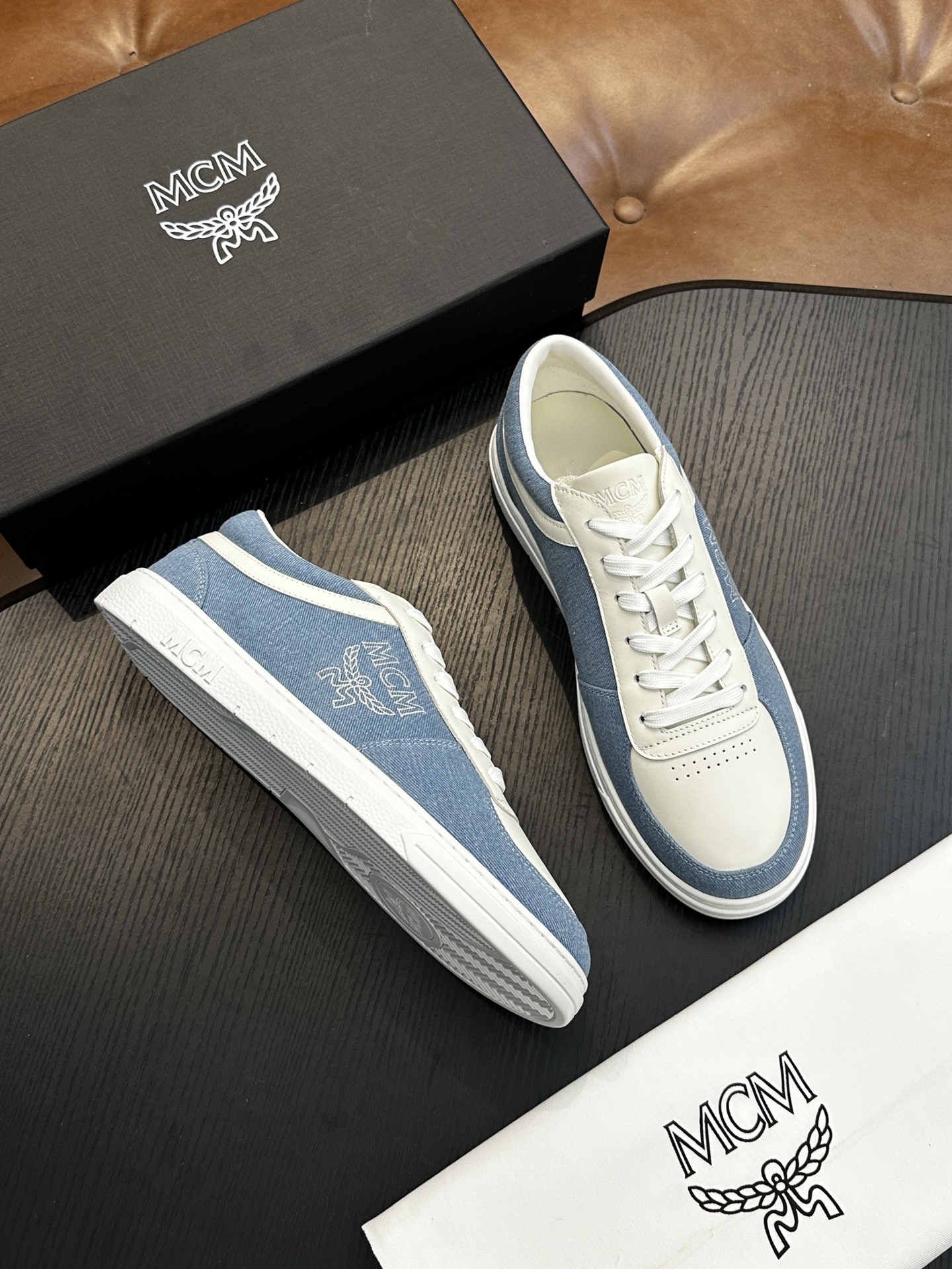 MCM Skystream Monogram Sneaker Blue