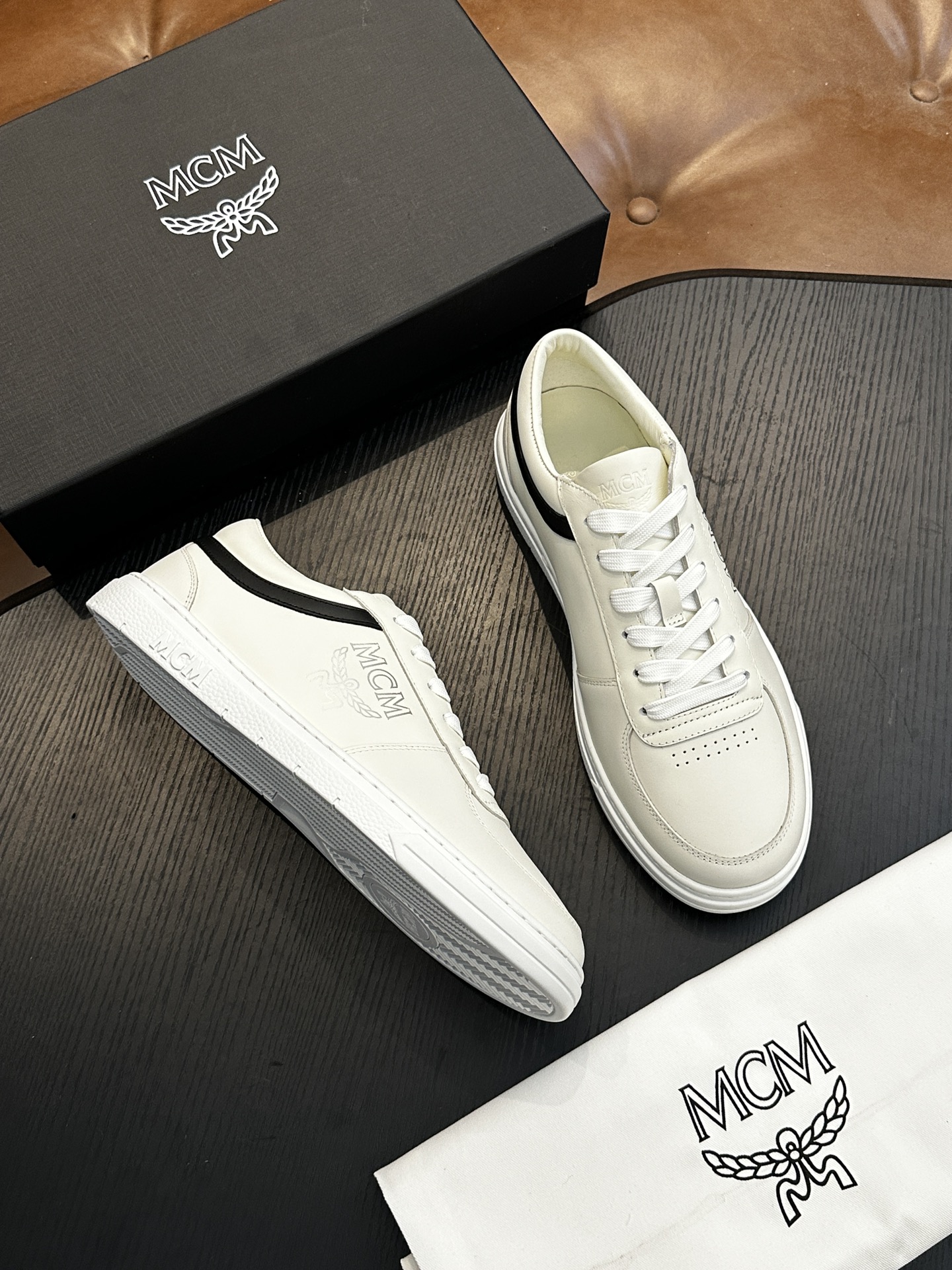 MCM Skystream Cubic Monogram Sneakers White/Black