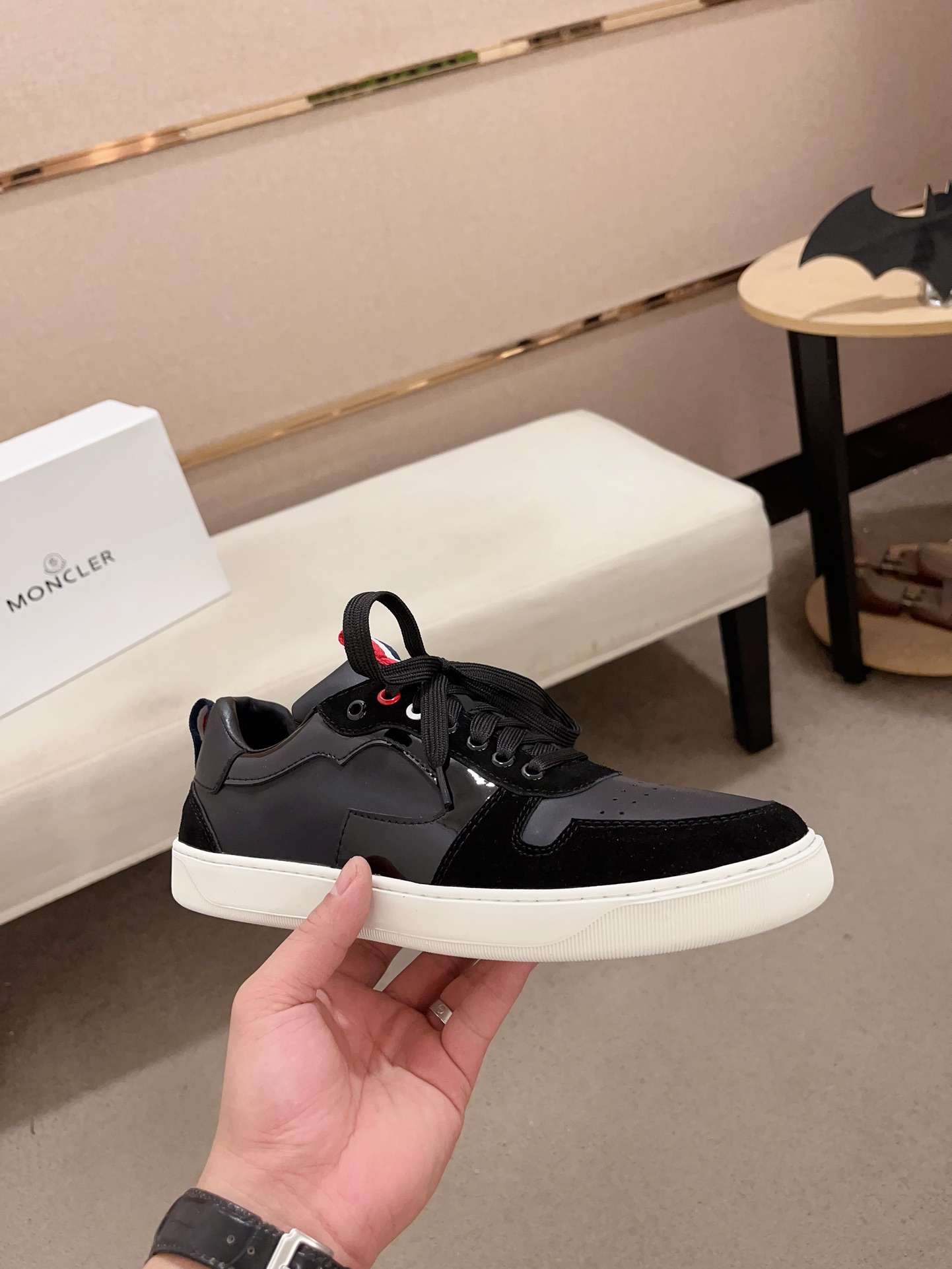 Moncler Lunarove Lace-Up Sneakers Black