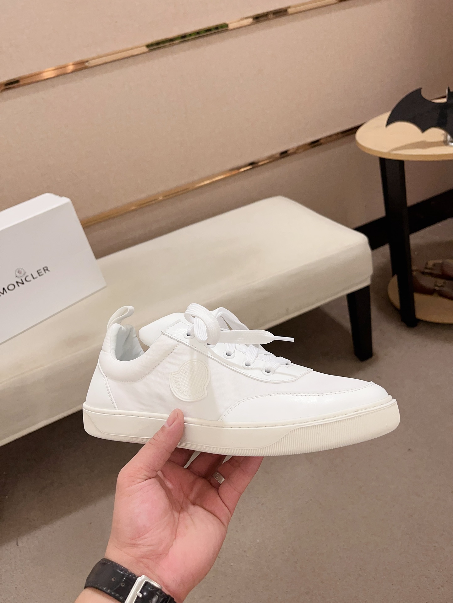 Moncler Lunarove Lace-Up Sneakers White