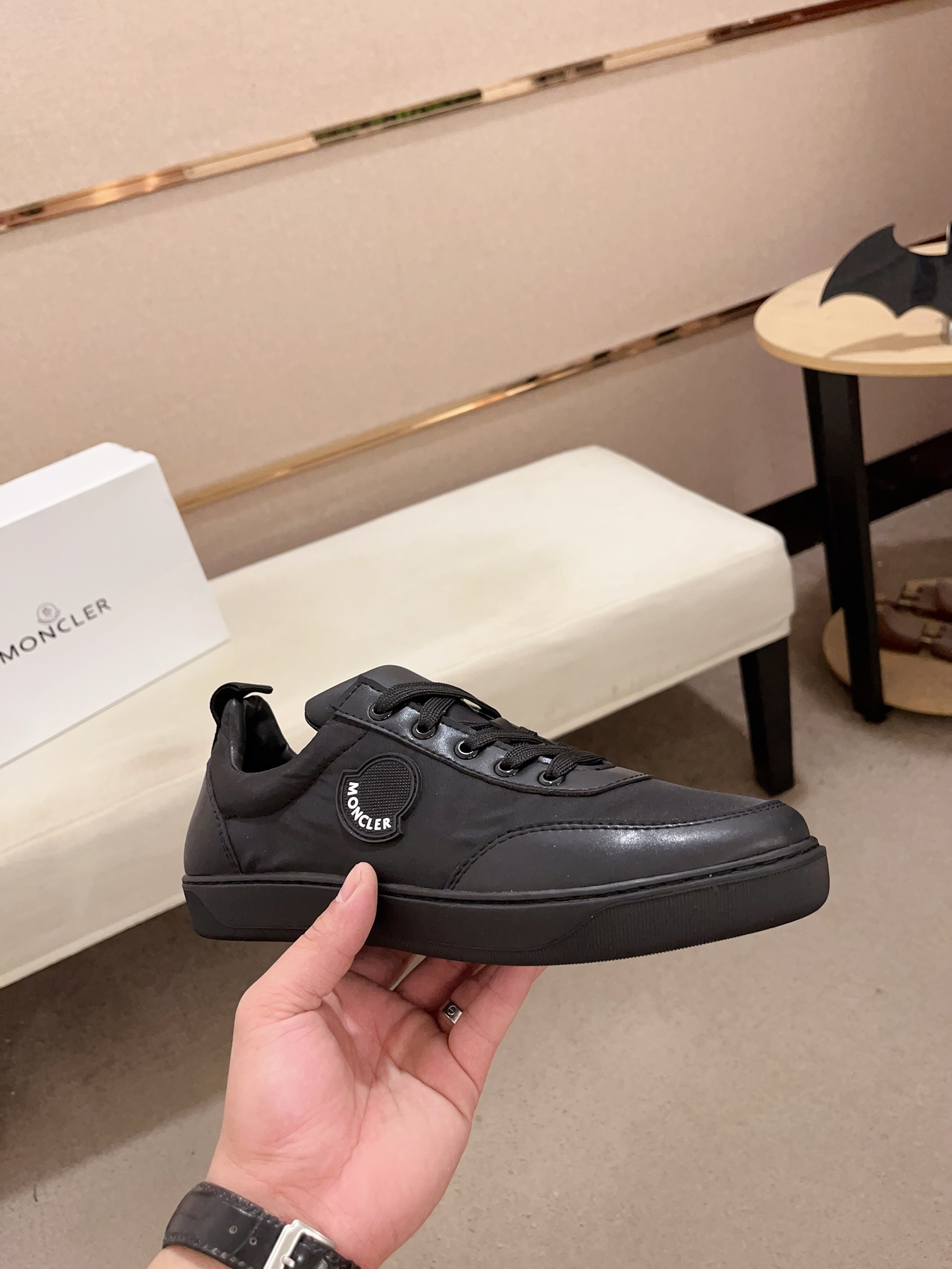 Moncler Lunarove Lace-Up Sneakers Black