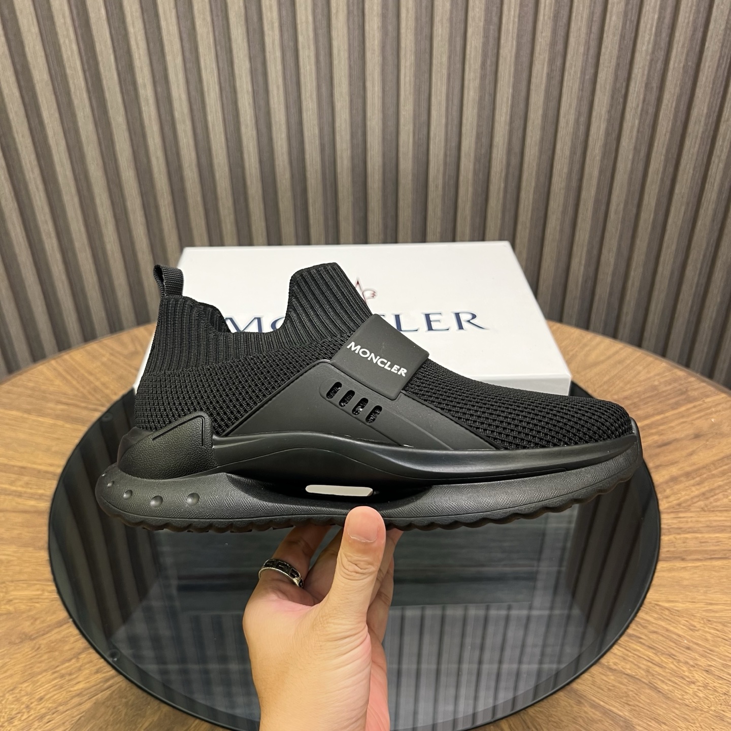 Moncler Knit Slip-On Sneakers Black