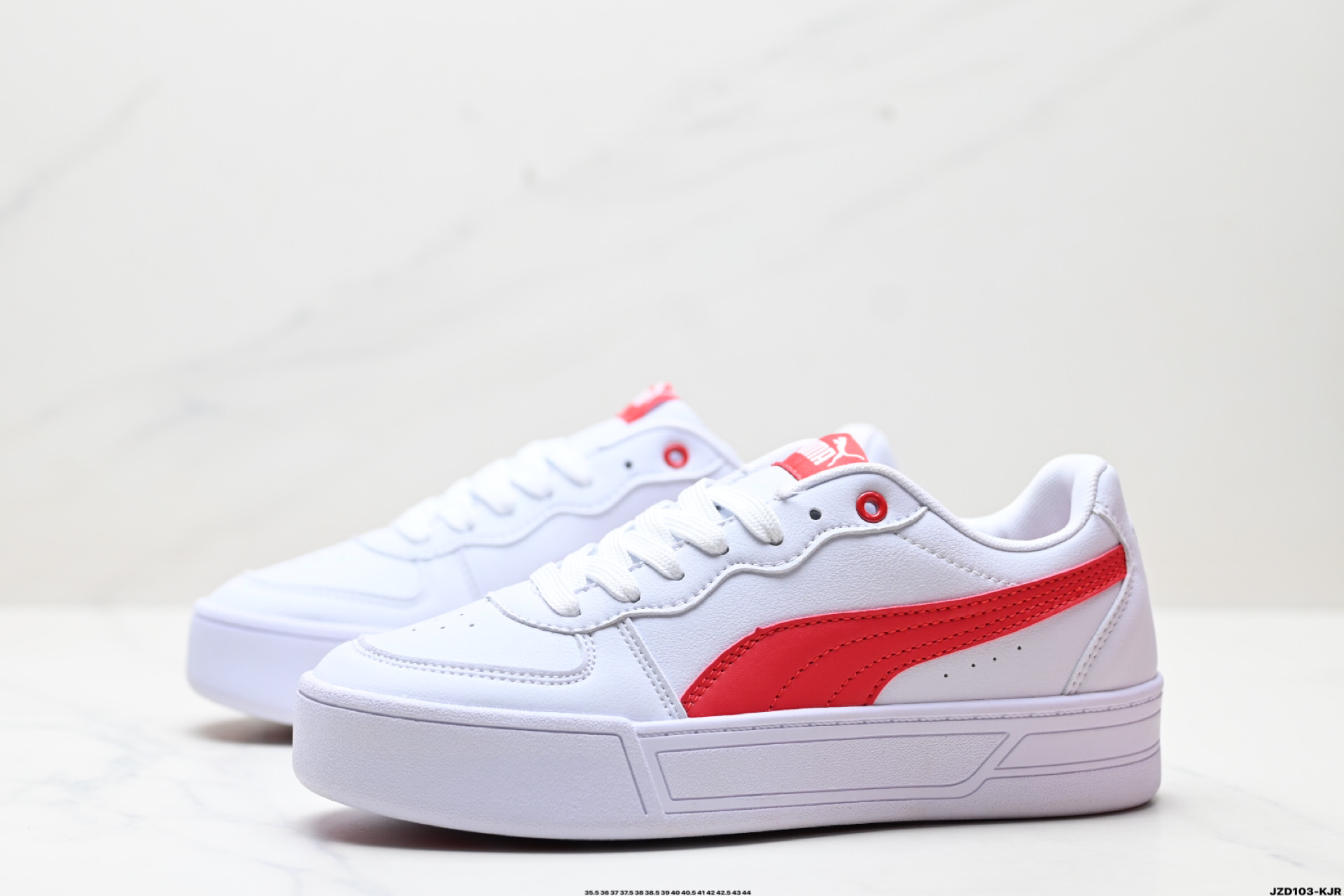 Puma Skye Leather Platform Sneakers White/Red