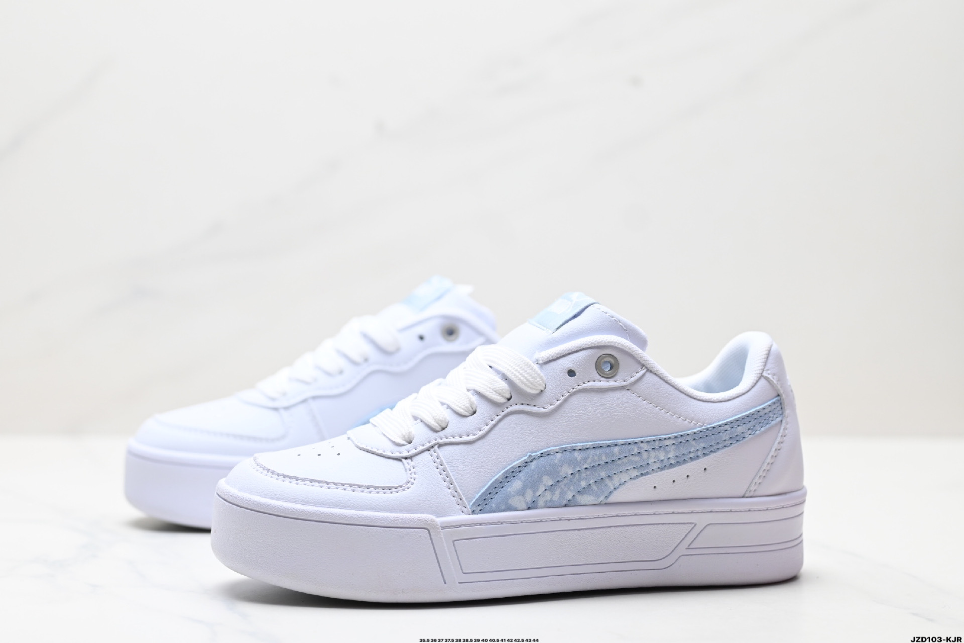 Puma Skye Leather Platform Sneaker White/Light Blue