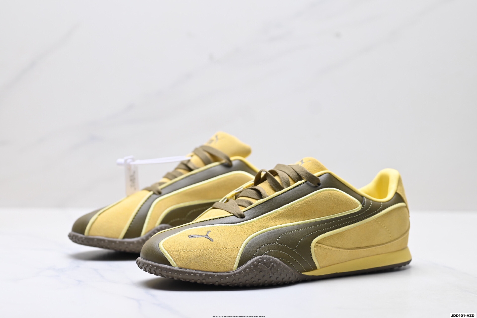 PUMA Bella V2 Leather Low-Top Trainer Yellow/Olive