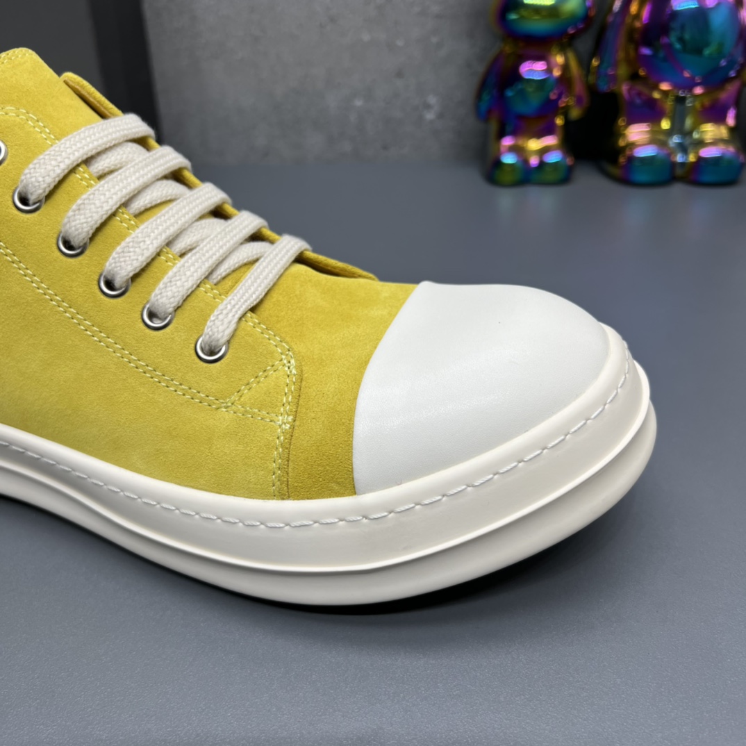 Rick Owens Suede Low-Top Sneakers Yellow