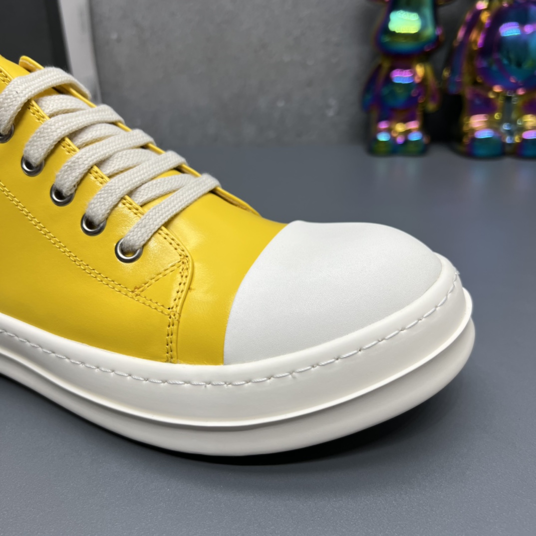 Rick Owens Low-Top Leather Sneakers Yellow
