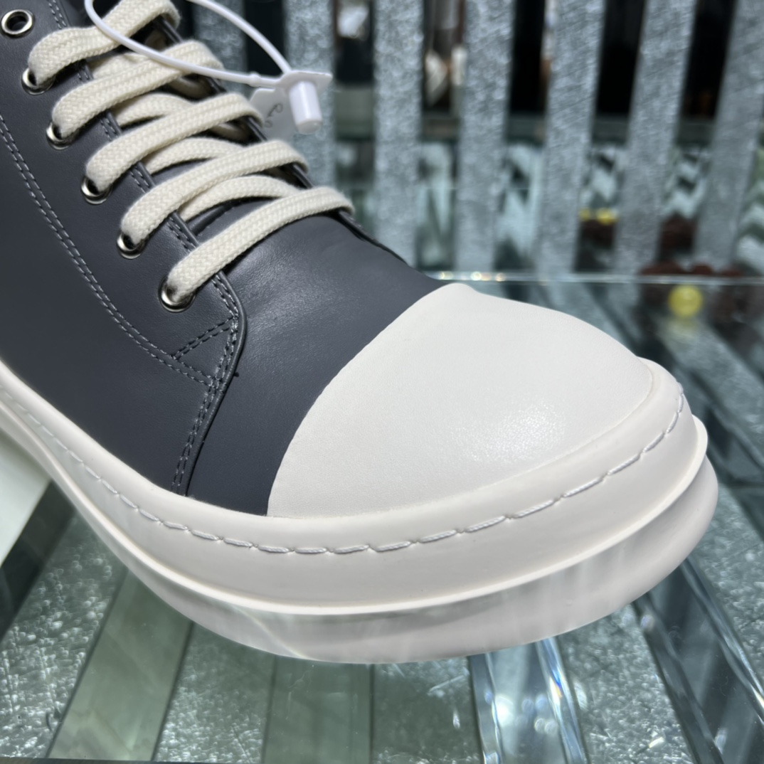 Rick Owens Leather High-Top Sneakers Grey