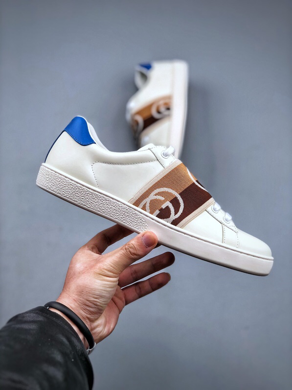 Gucci Logo Strap Low-Top Sneakers White/Blue