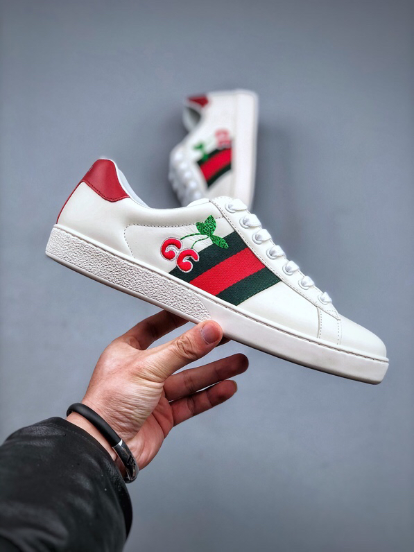 Gucci Ace Bee Leather Sneakers White/Red/Green