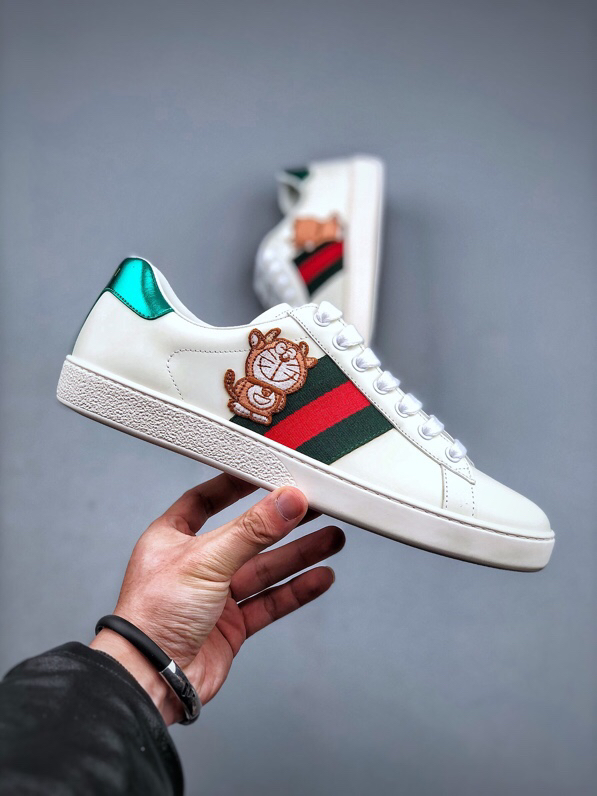 Gucci Ace Bee Leather Sneakers White/Green