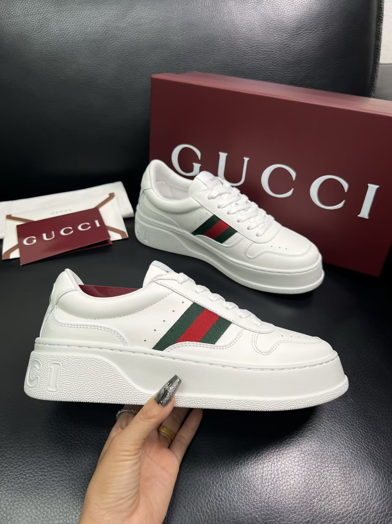 Gucci Web Stripe Sneakers White