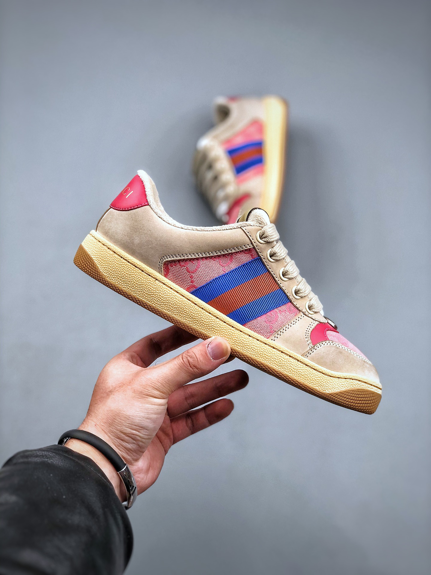 Gucci Screener Distressed Sneaker Multi-Color