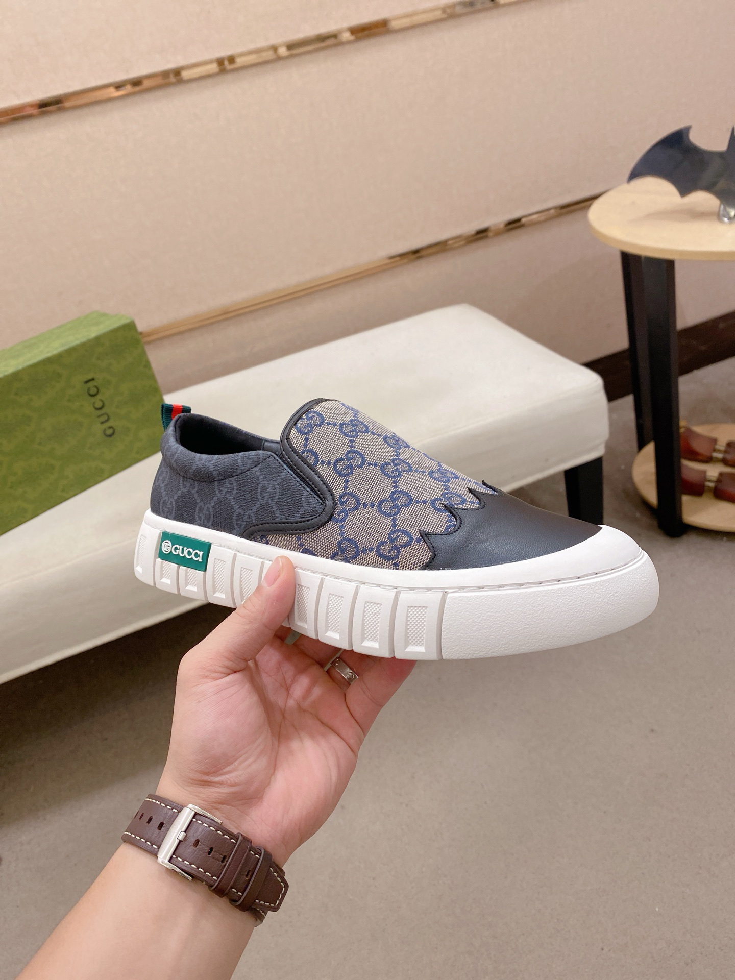 Gucci GG Canvas Slip-On Sneakers Grey