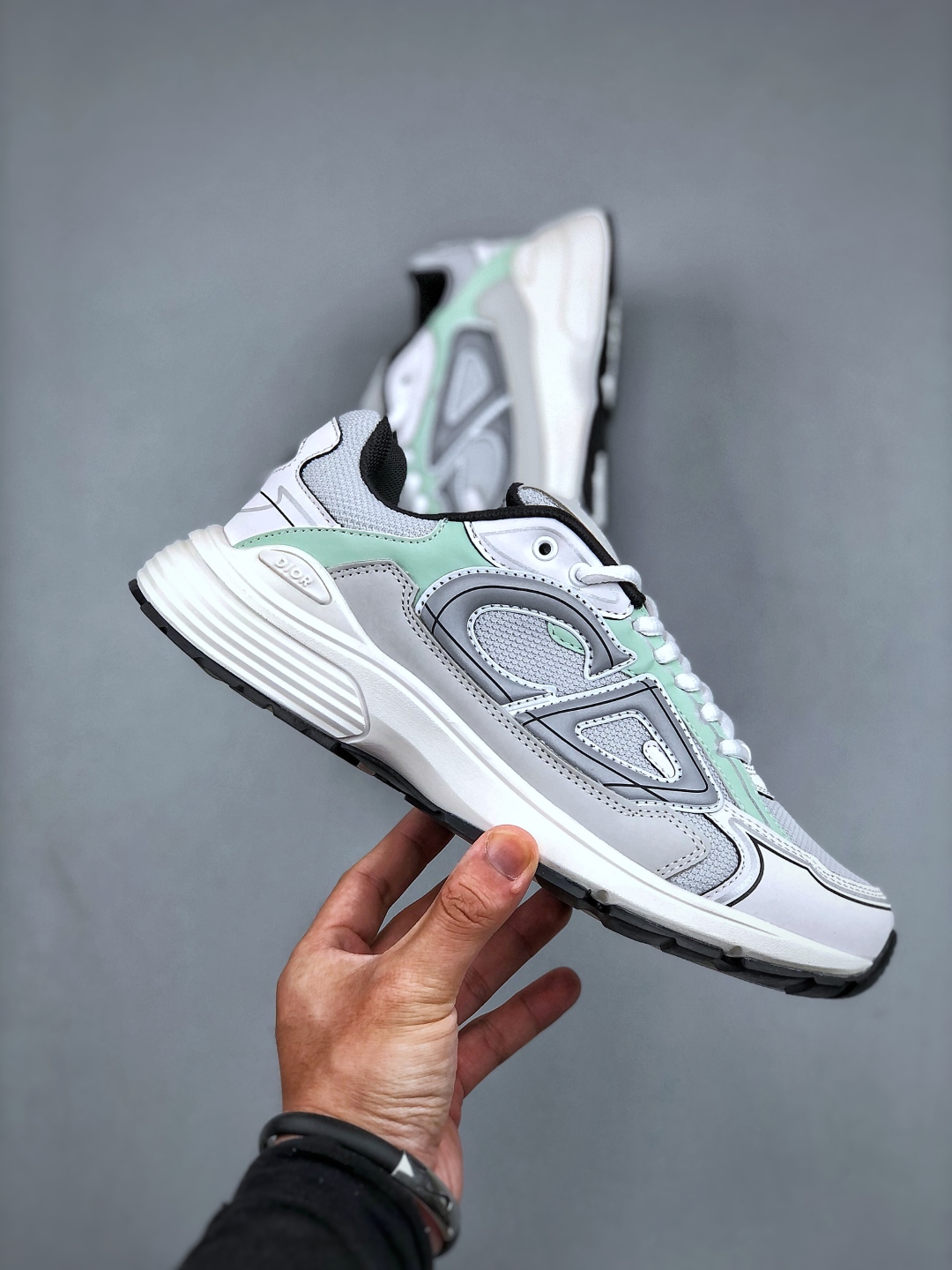 Dior B30 Chunky Sneakers White Grey Mint