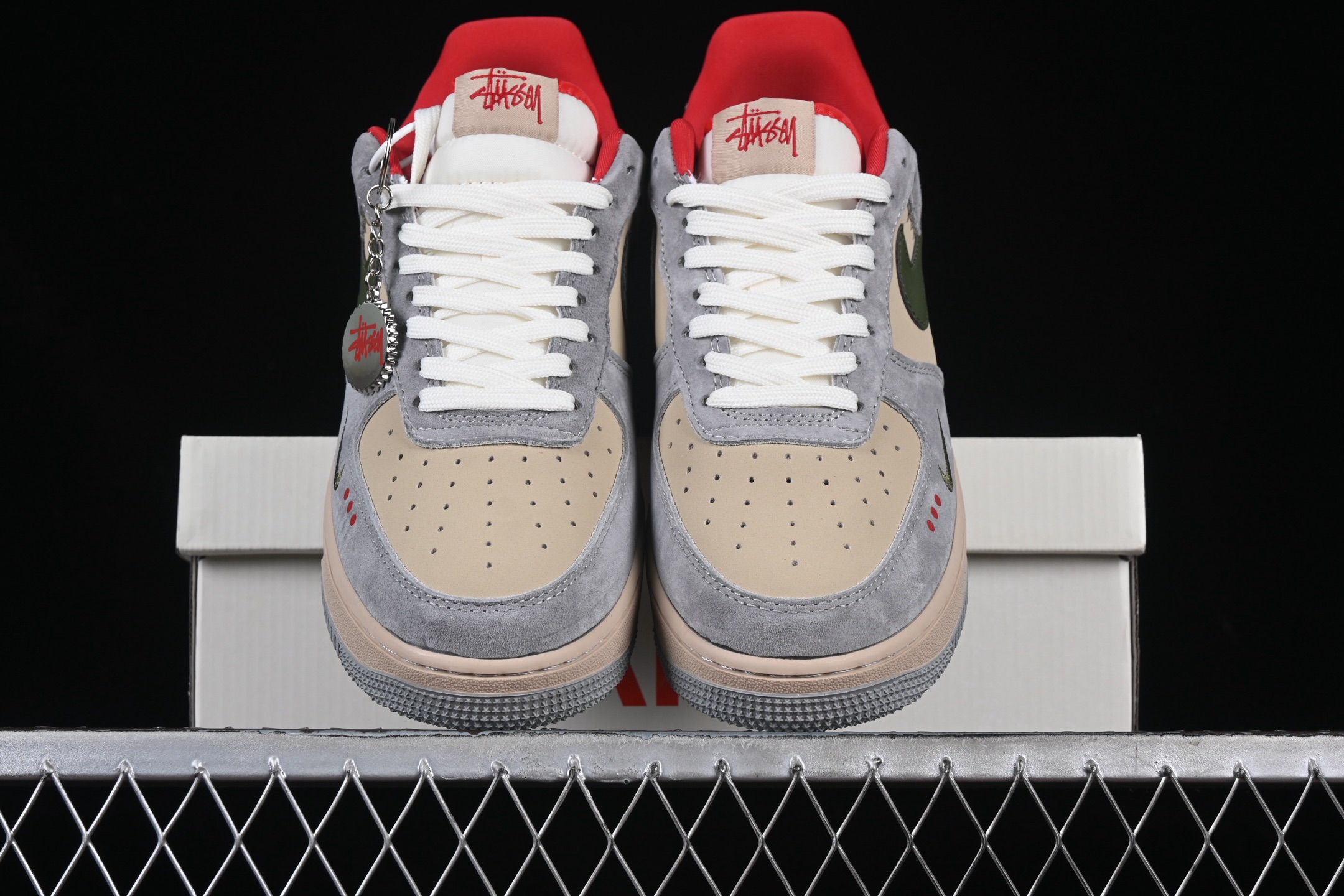 Nike Air Force 1 Low Stussy Stars Sneakers Grey/Olive