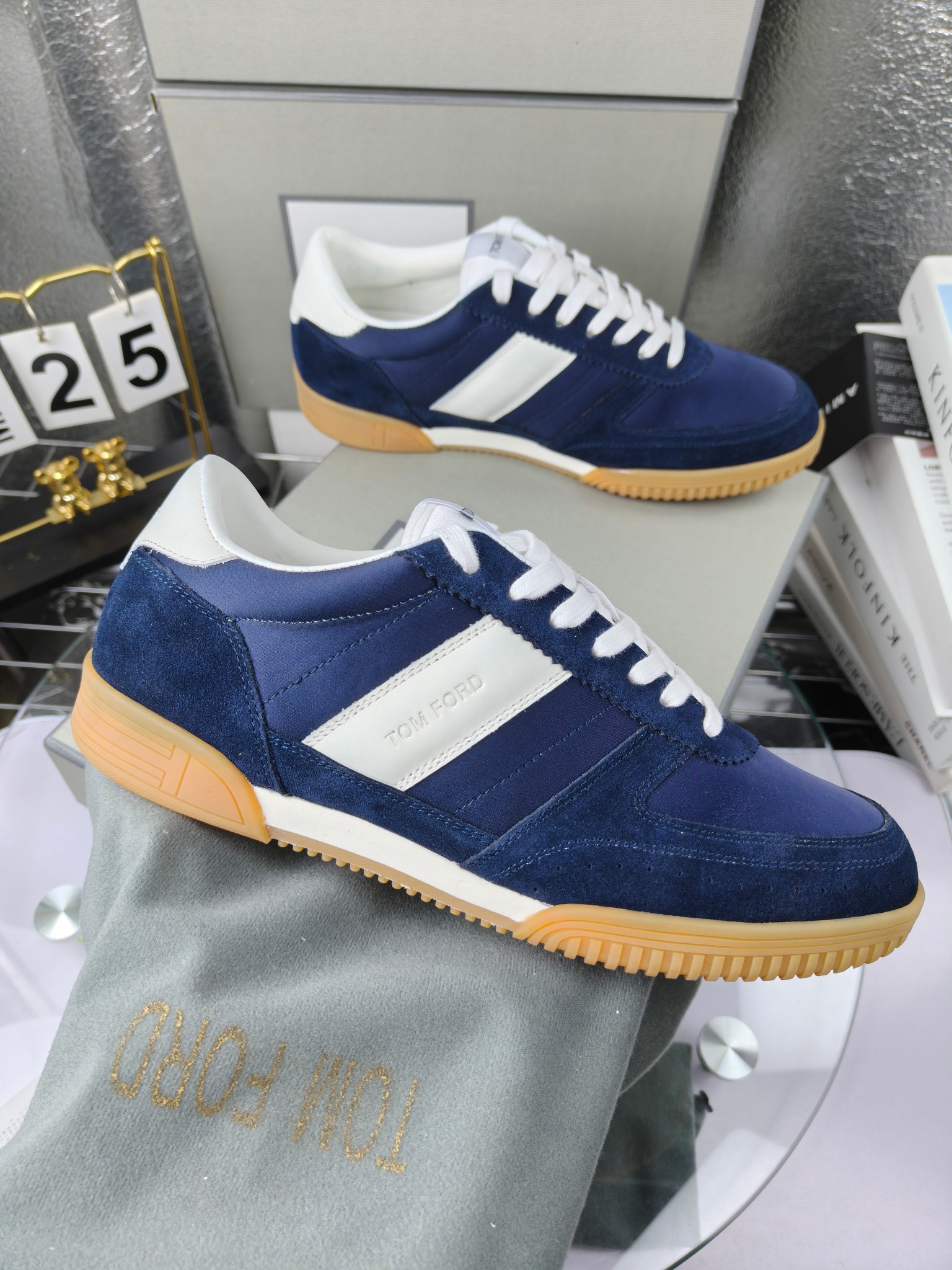 Tom Ford Retro Low-Top Sneakers Navy