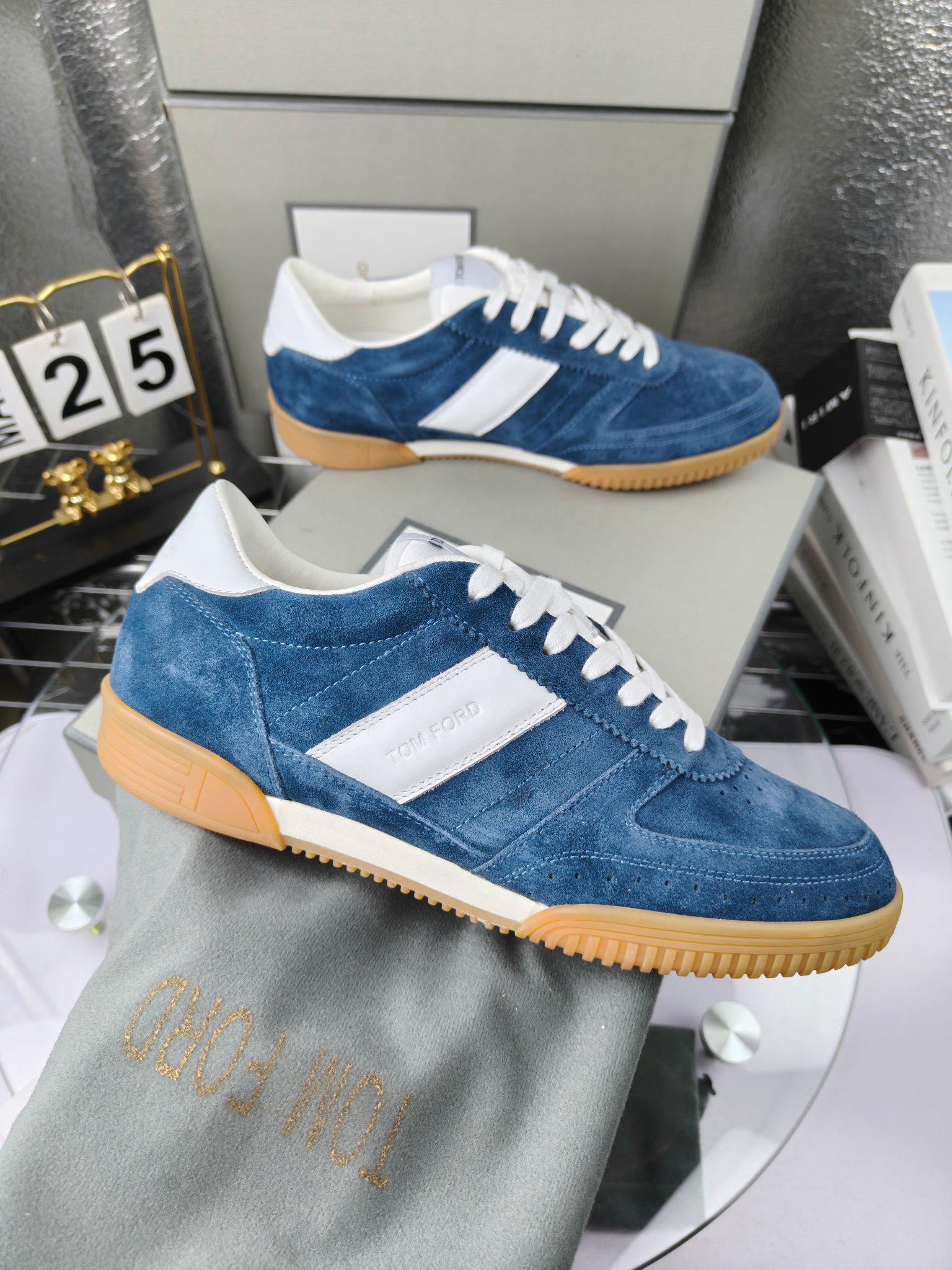 Tom Ford Suede Low-Top Sneakers Blue