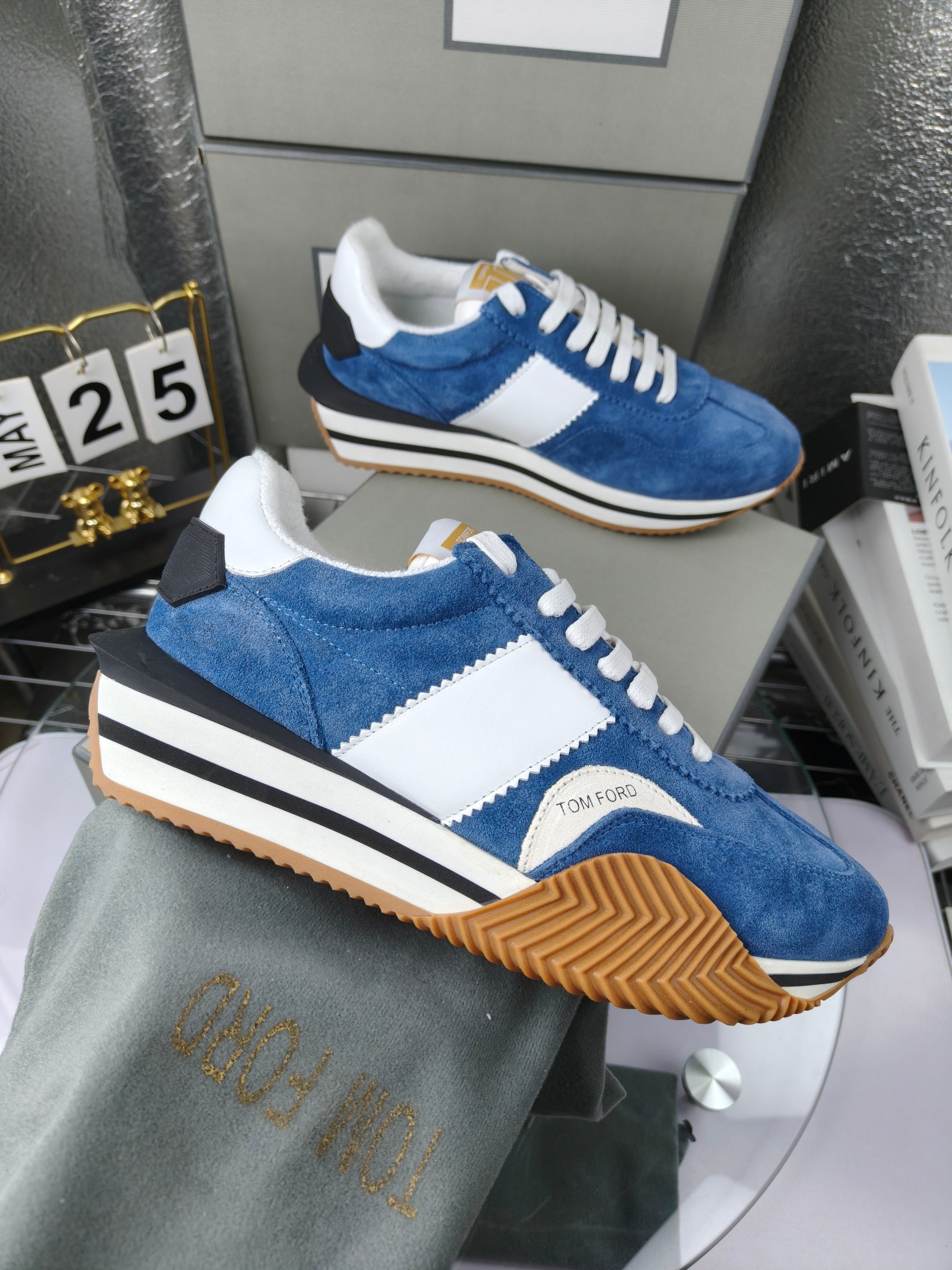 Tom Ford Retro Suede Runner Sneakers Blue