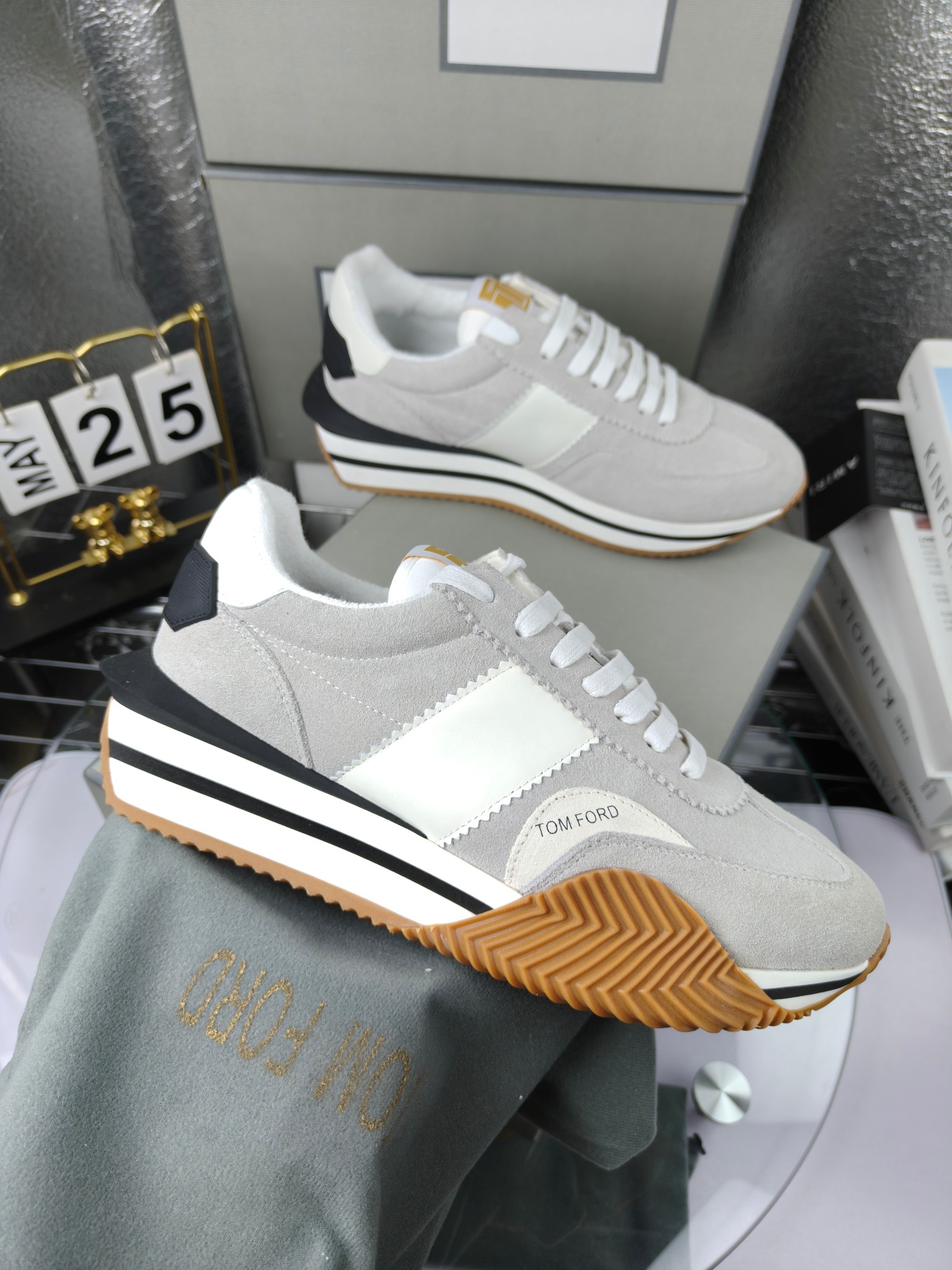 Tom Ford Retro Suede Sneakers Grey