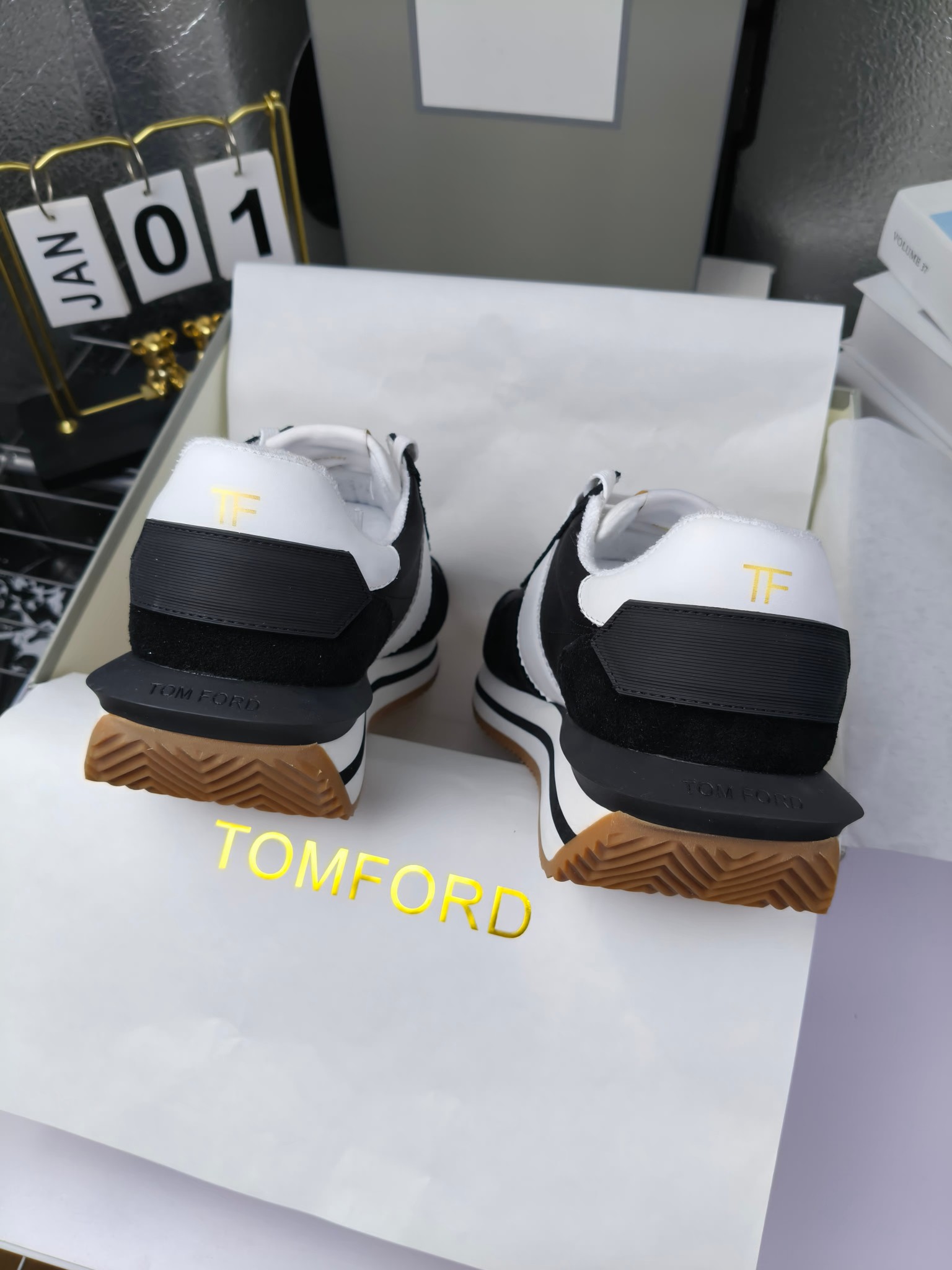 Tom Ford Retro Lift Sneakers Black/White