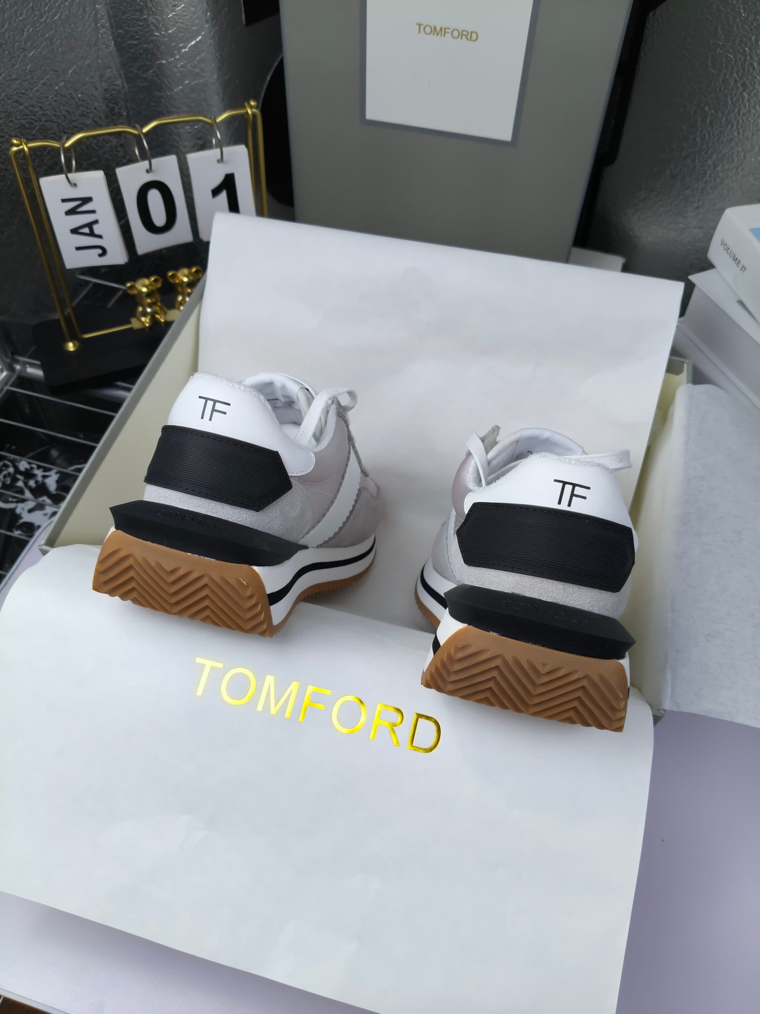 Tom Ford Retro Platform Sneakers Grey/White