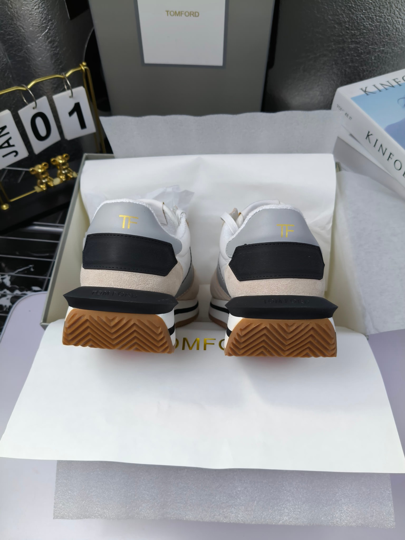 Tom Ford Retro Lift Sneakers White/Gray