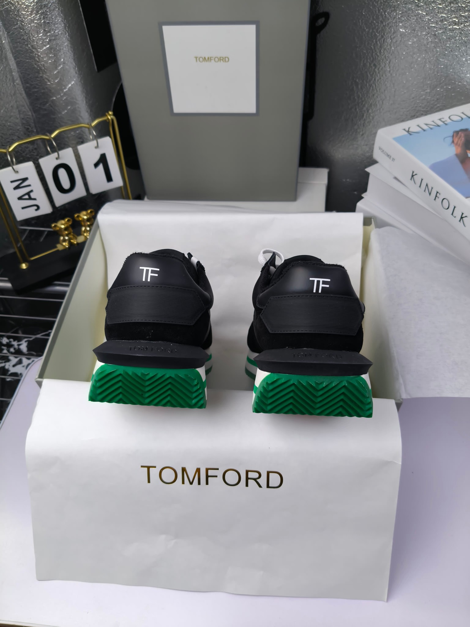 Tom Ford Retro Lift Sneakers Black/Green