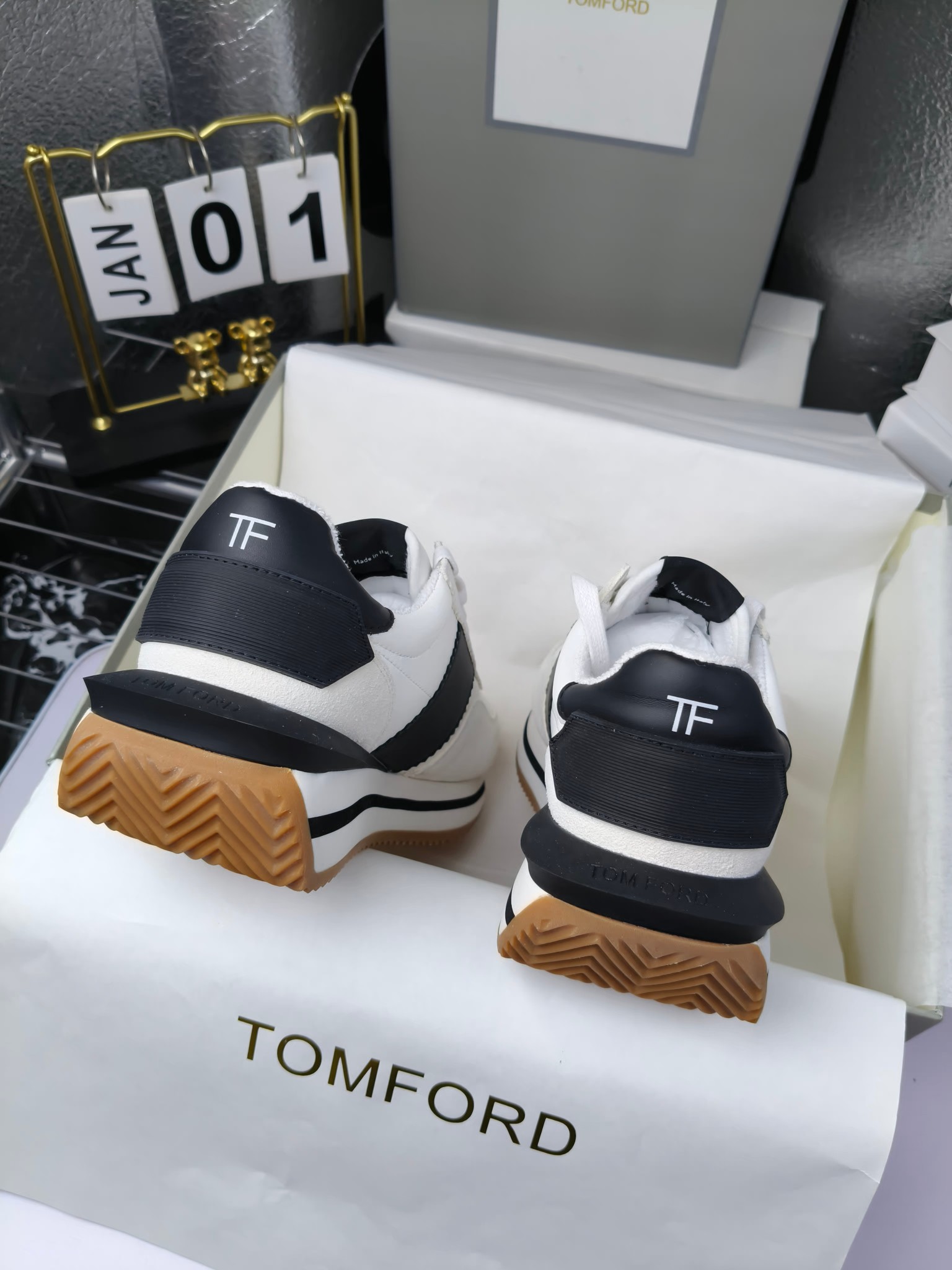 Tom Ford Retro Platform Sneakers White Black