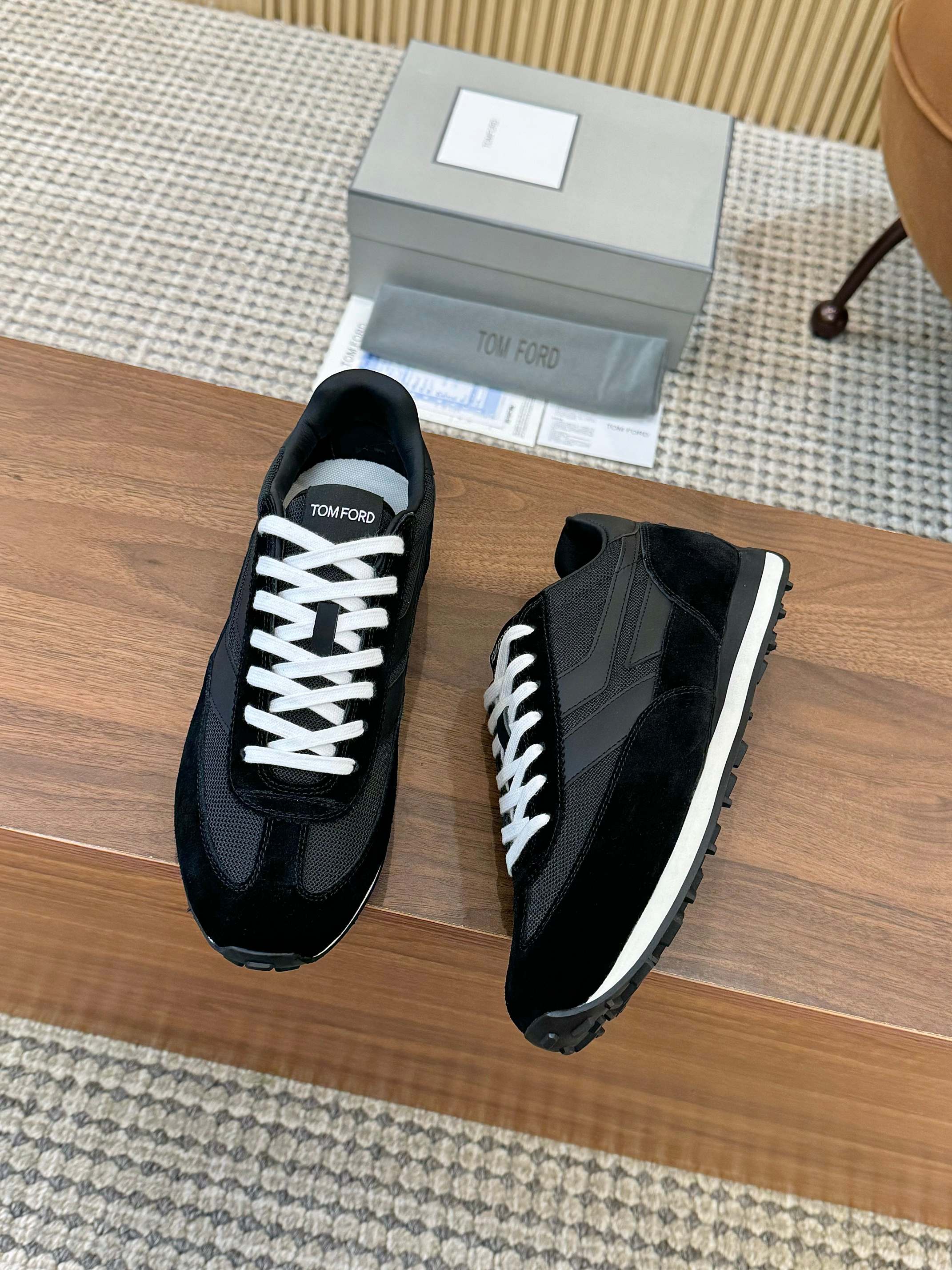 Tom Ford Low-Top Retro Runner Sneakers Black