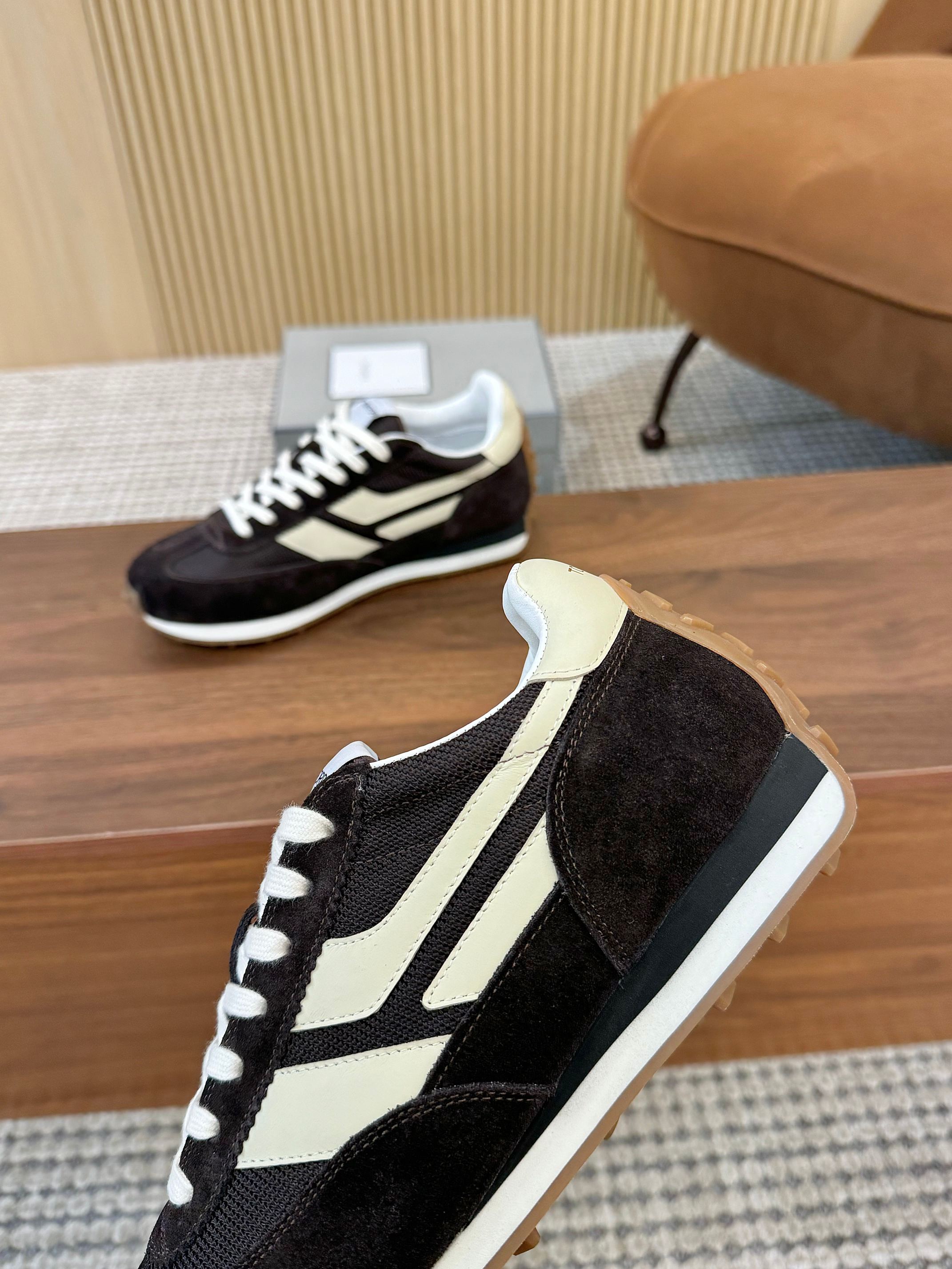 Tom Ford Retro Low-Top Sneakers Black/White