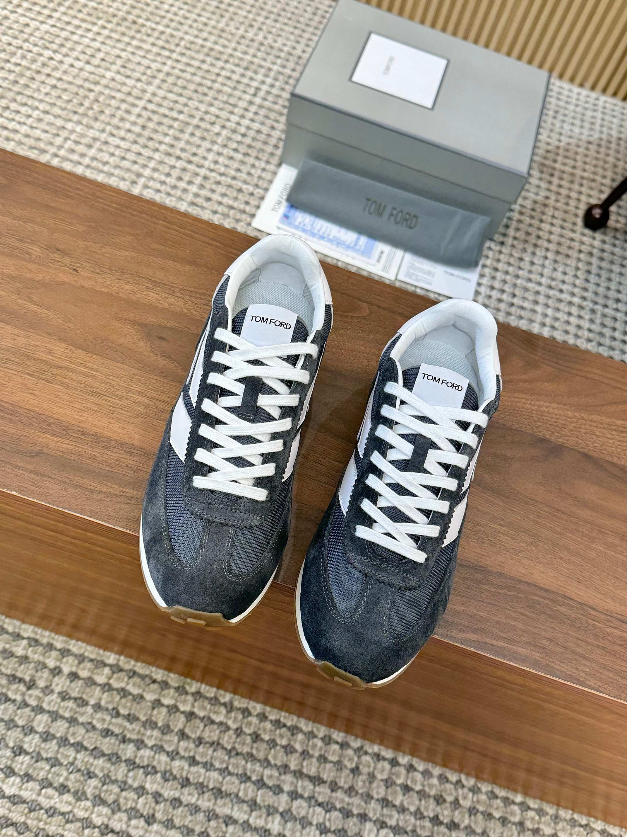 Tom Ford Retro Low-Top Sneakers Grey