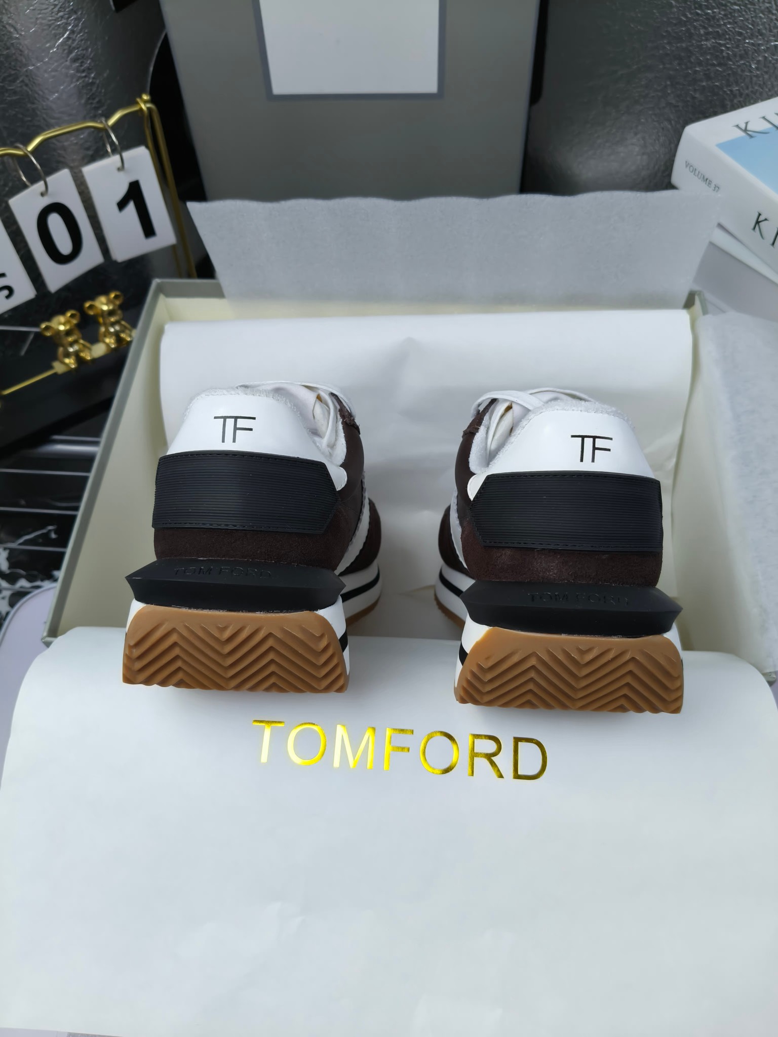 Tom Ford Retro Lift Sneakers Brown/White