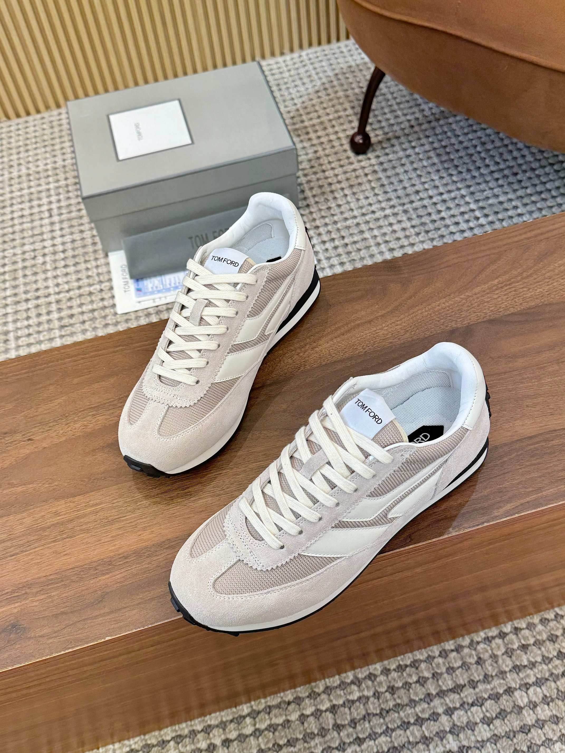 Tom Ford Low-Top Retro Sneakers Beige