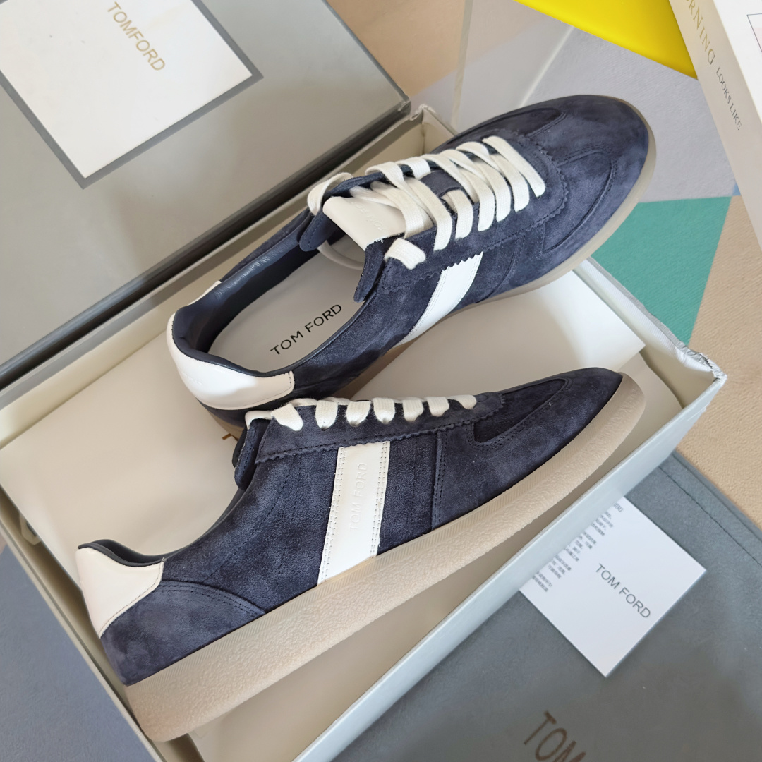 Tom Ford Suede Trainer Sneakers Navy/White