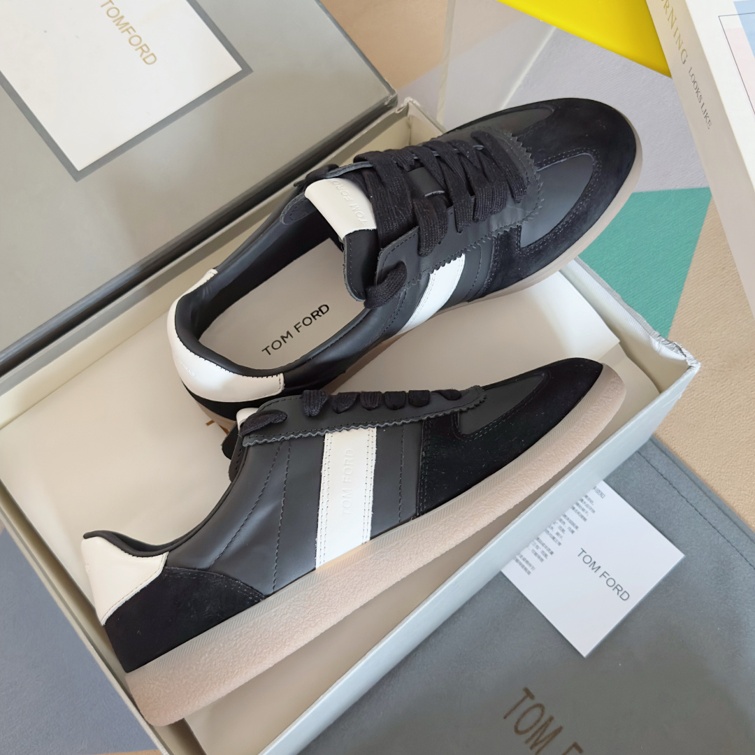 Tom Ford Terence Suede Leather Sneakers Black/White