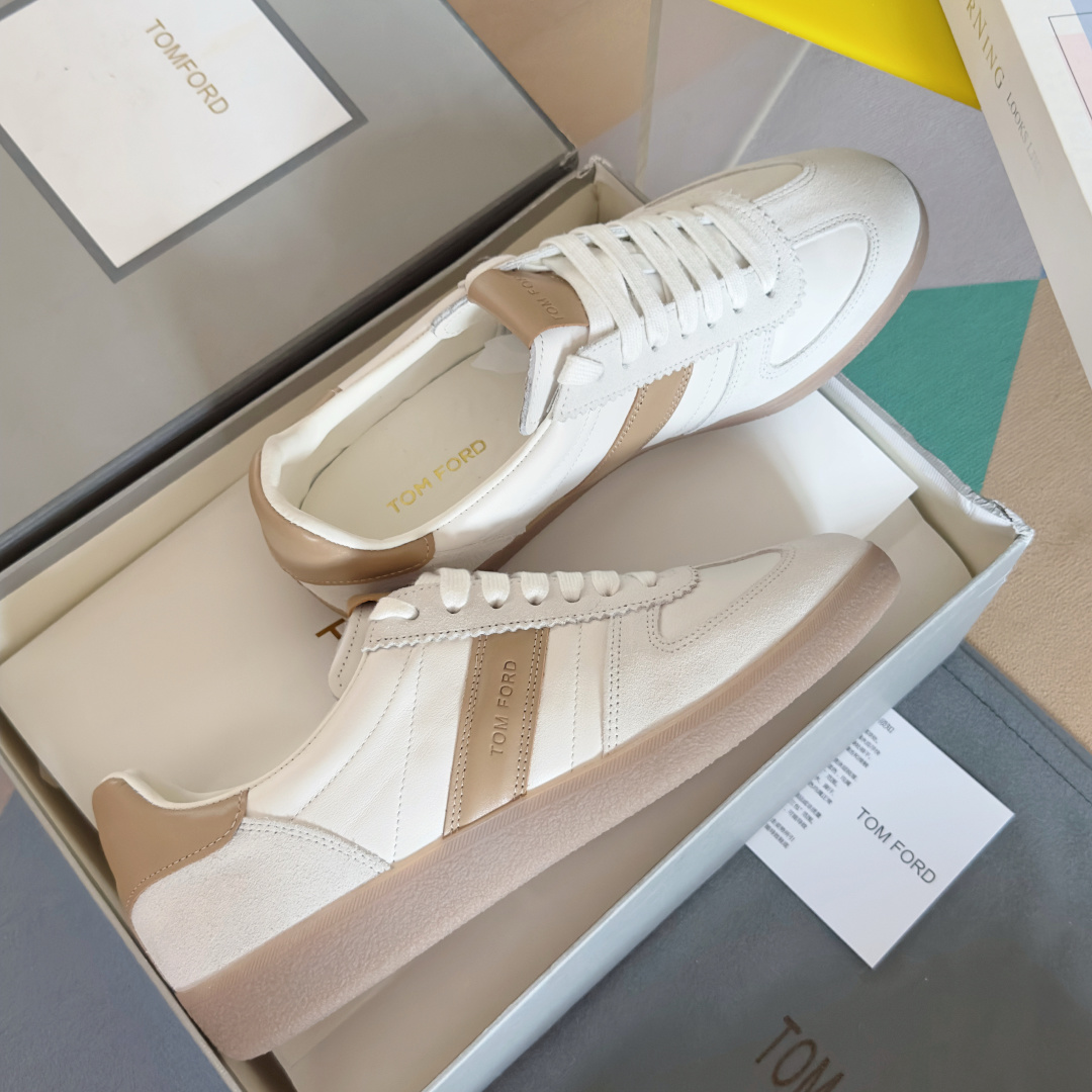 Tom Ford Terence Leather Sneakers White/Beige