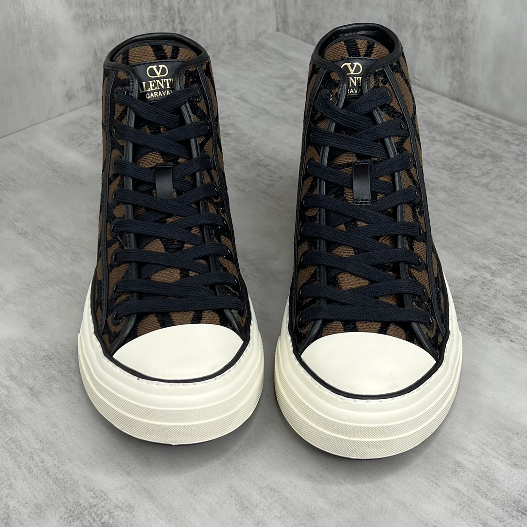 Valentino Garavani V-Logo High-Top Sneakers Brown/Black